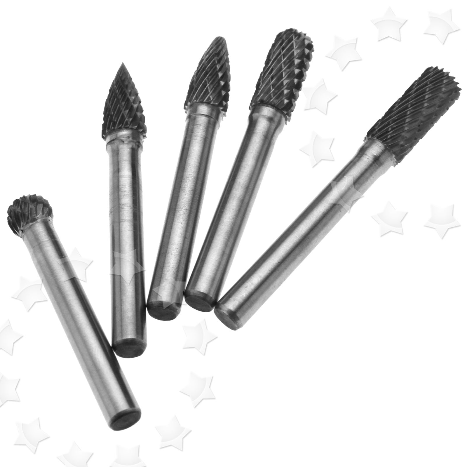 5 Pieces Tungsten Carbide Burrs Rotary Drill Die Grinder Carving 6MM X