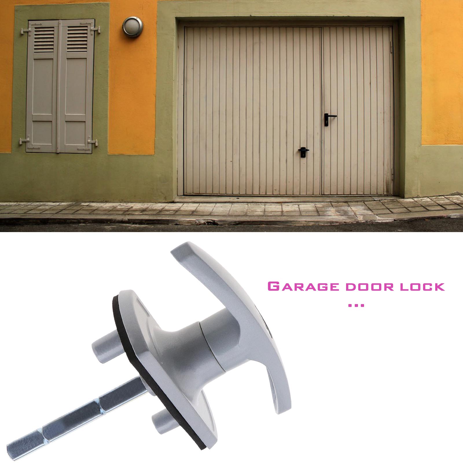 THandle Silver Garage Door Lock 75mm Shaft 35mm Fixing Spigots For