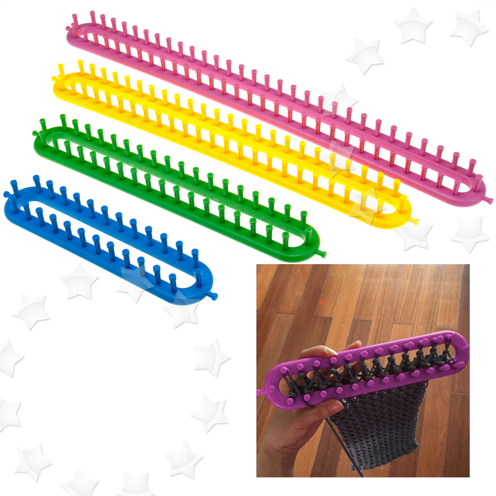 New 4 Different Sizes Knitting Loom Rings with Pompom Maker Set eBay