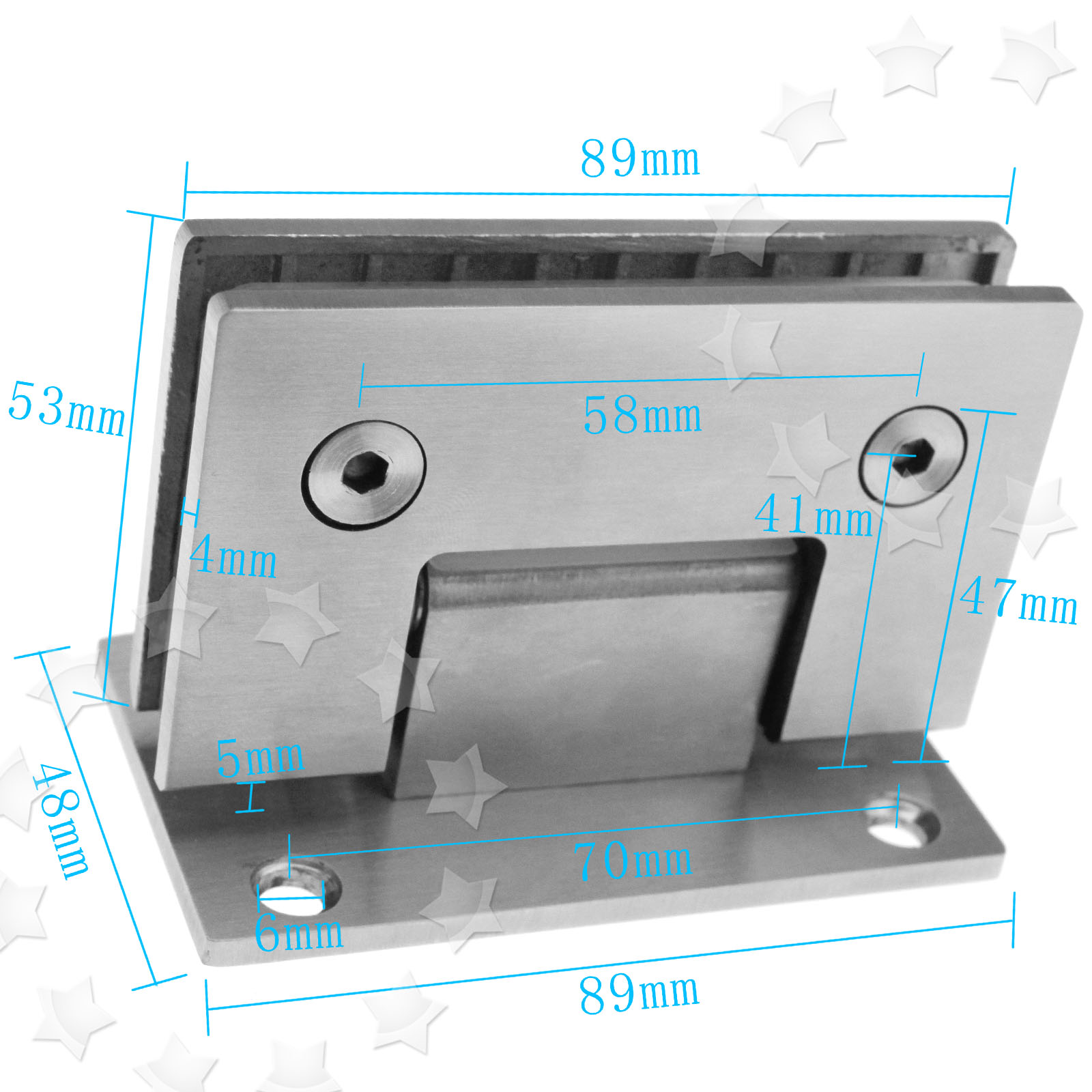 New Bracket Frameless Wall to Glass Shower Door Hinge Wall Mount 812mm