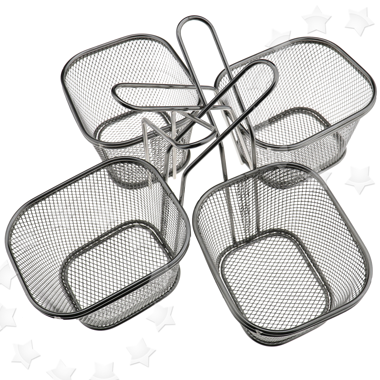 4pcs Mini Square Chip Frying Basket Scallop Deep Fry Noodle Boiling