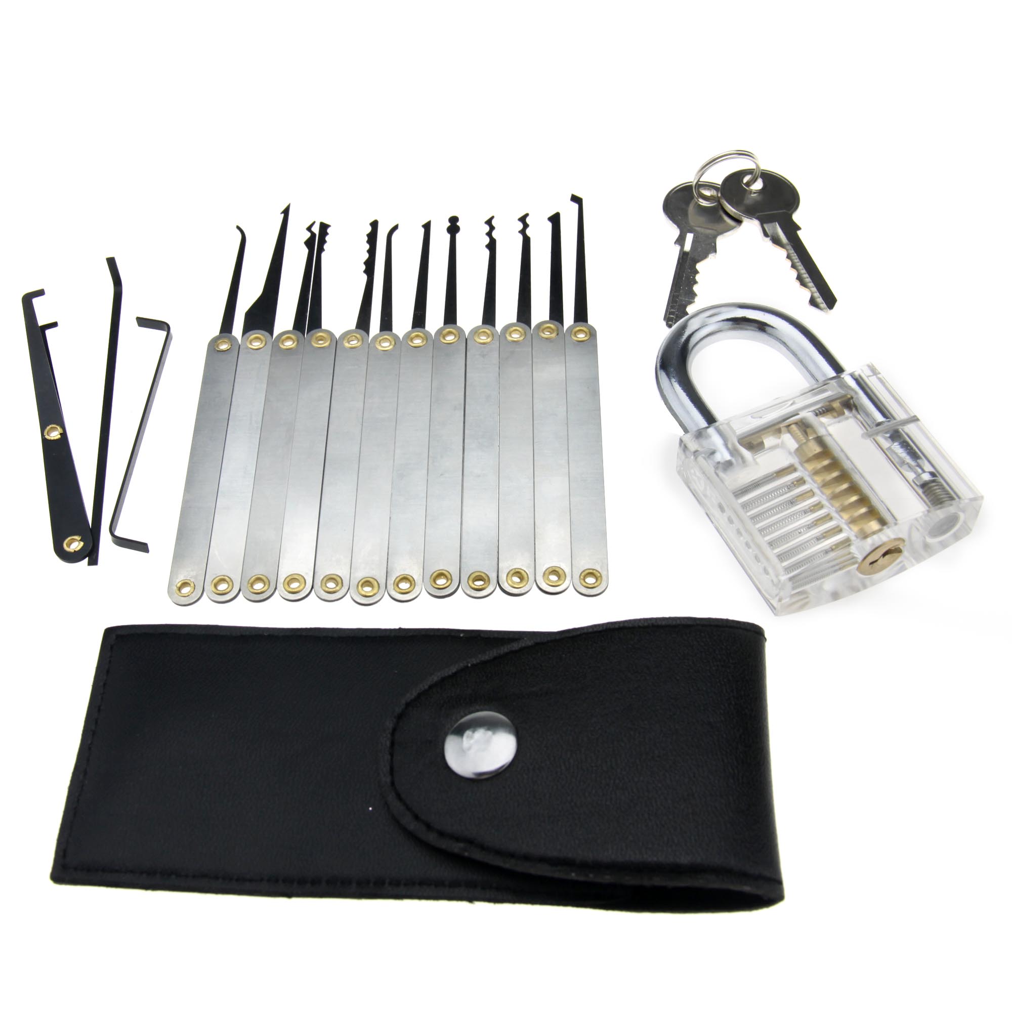 16pcs Practice Lock Set Locksmith Training Tools With Transparent