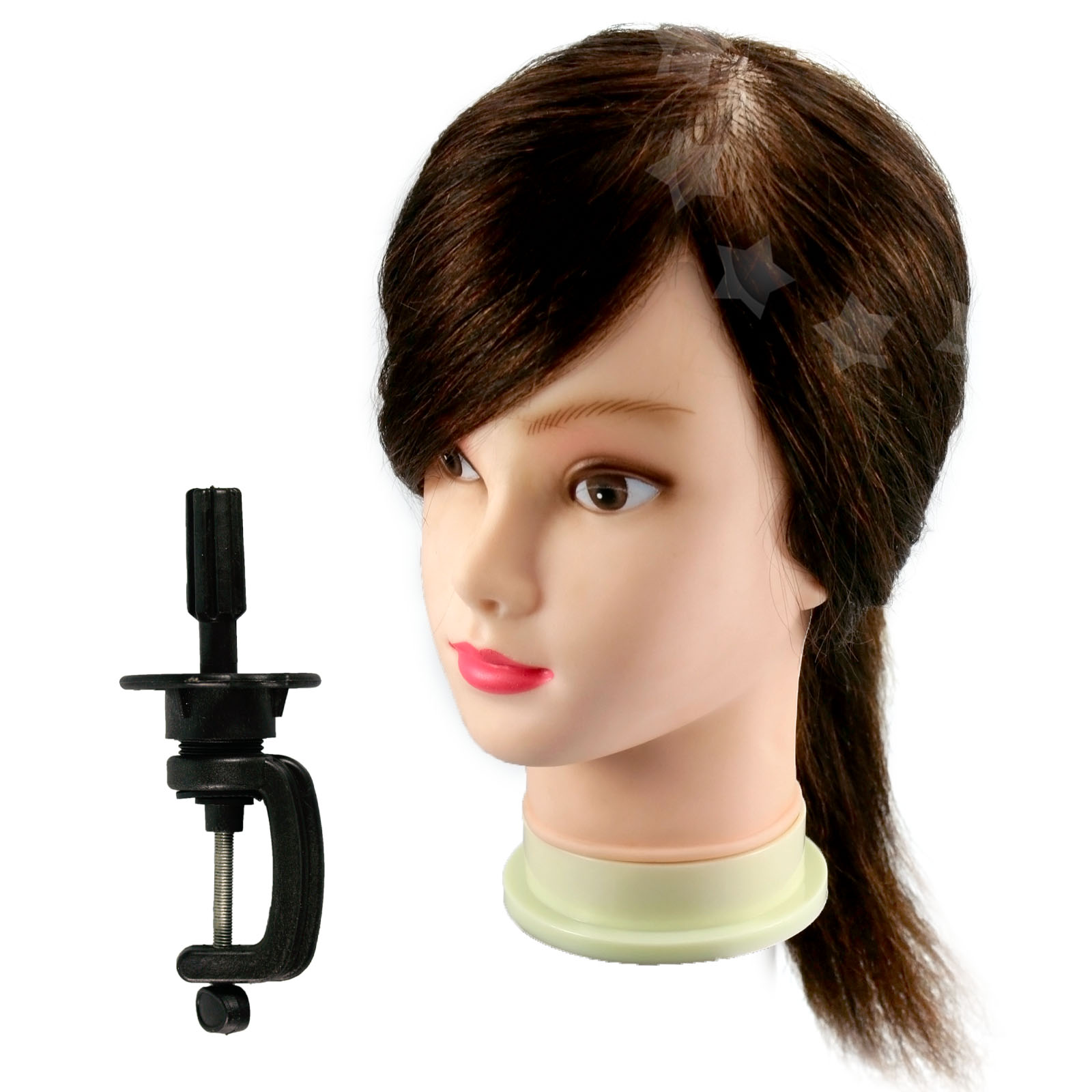 18" Hairdressing SALON TRAINING HEAD 100 Real Long Brown Remy Hair W