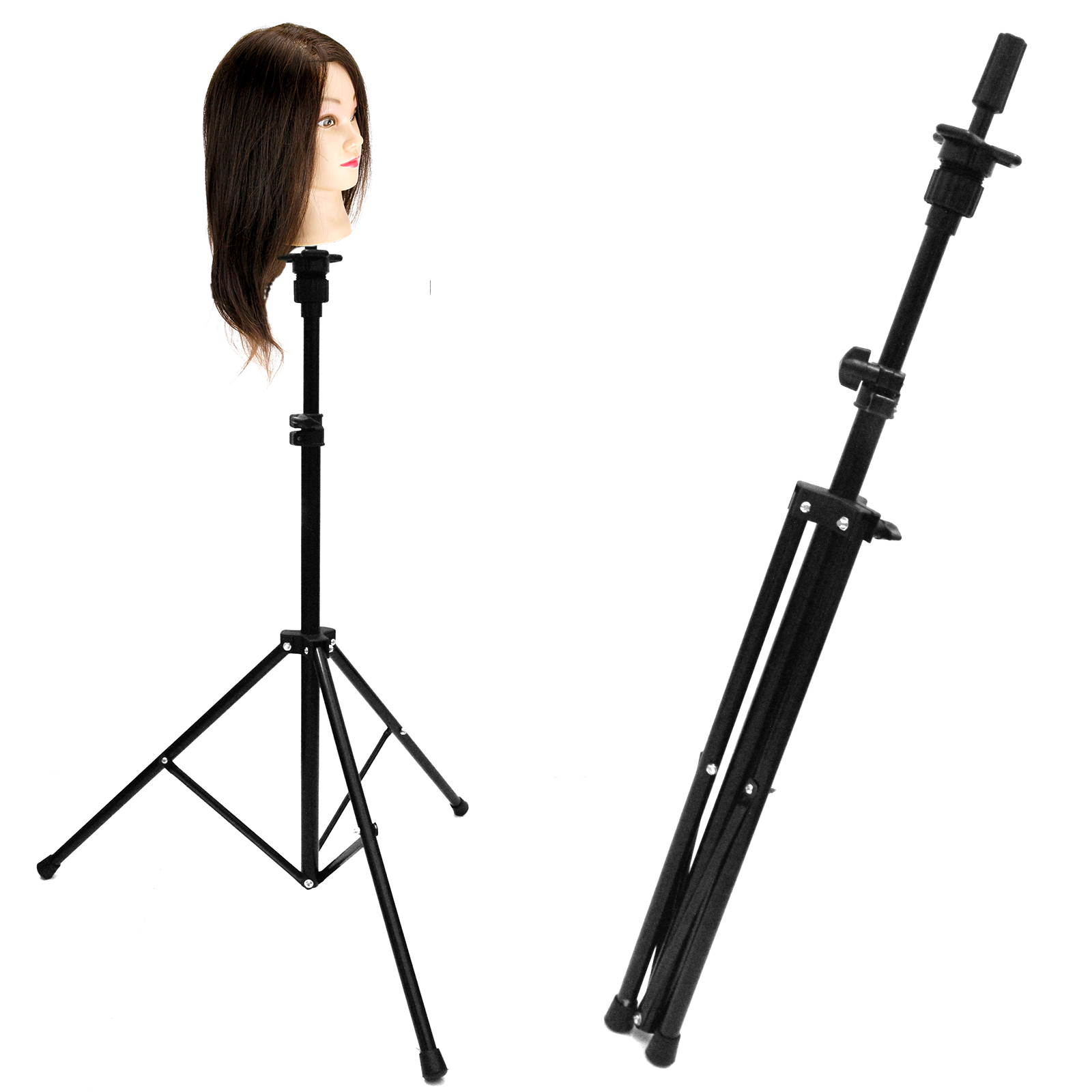 Metal Tripod Adjustable Mannequin Head Holder Hairdressing Training