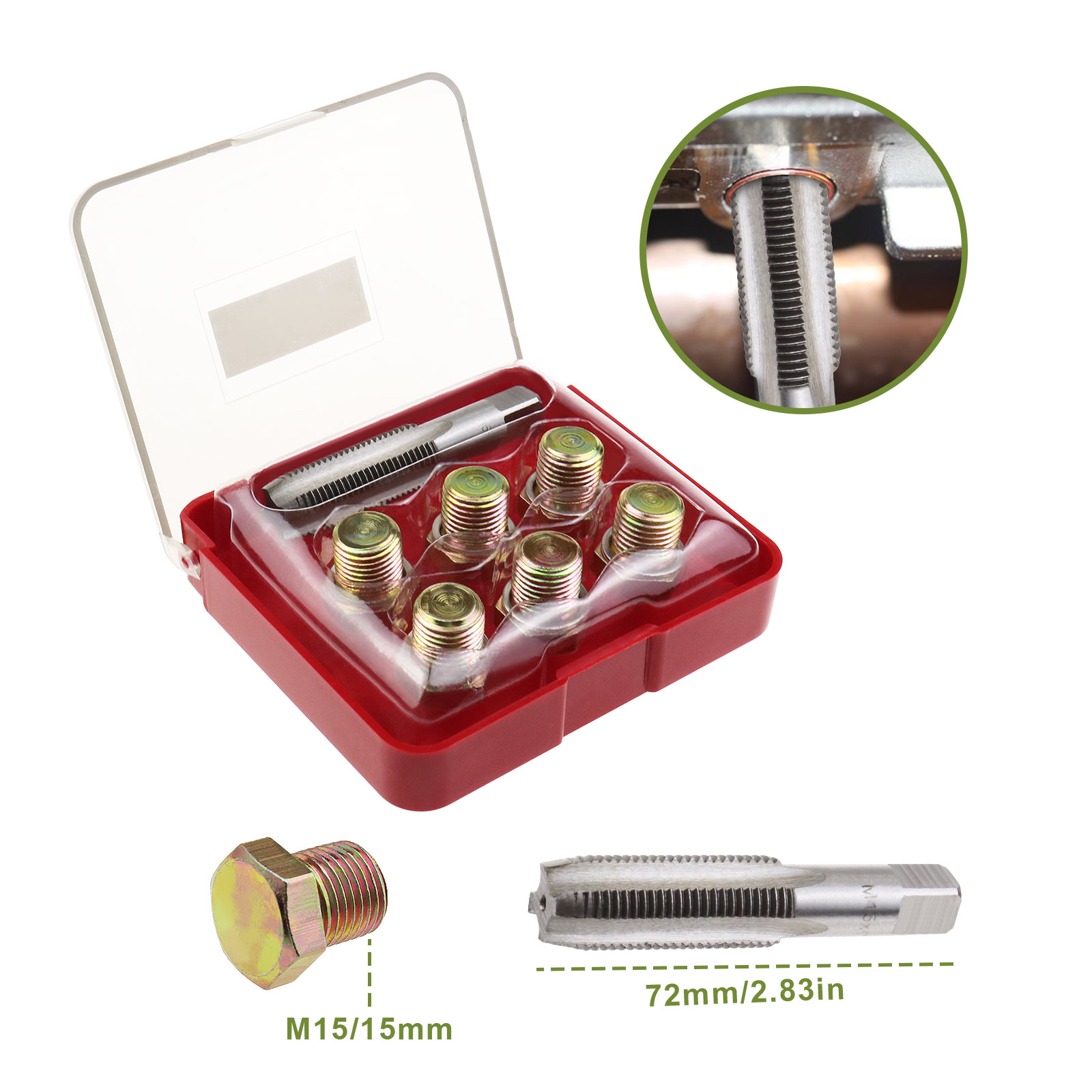 7pcs Automotive Drain Tool M15 x 1.5mm Oil Sump Pan Stripped Thread