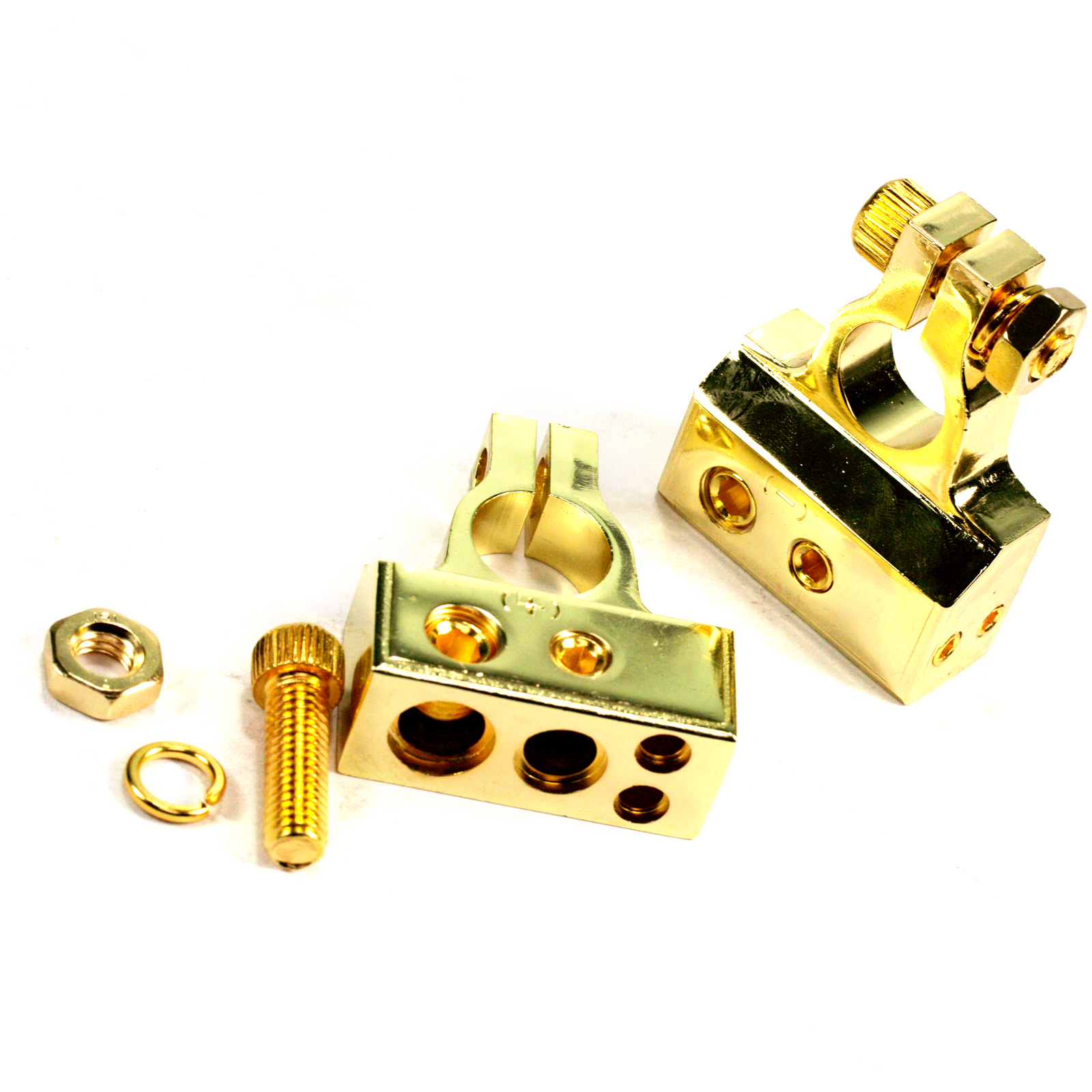 Car Audio Gold Plated Battery Terminals Positive & Negative 2AWG&4AWG