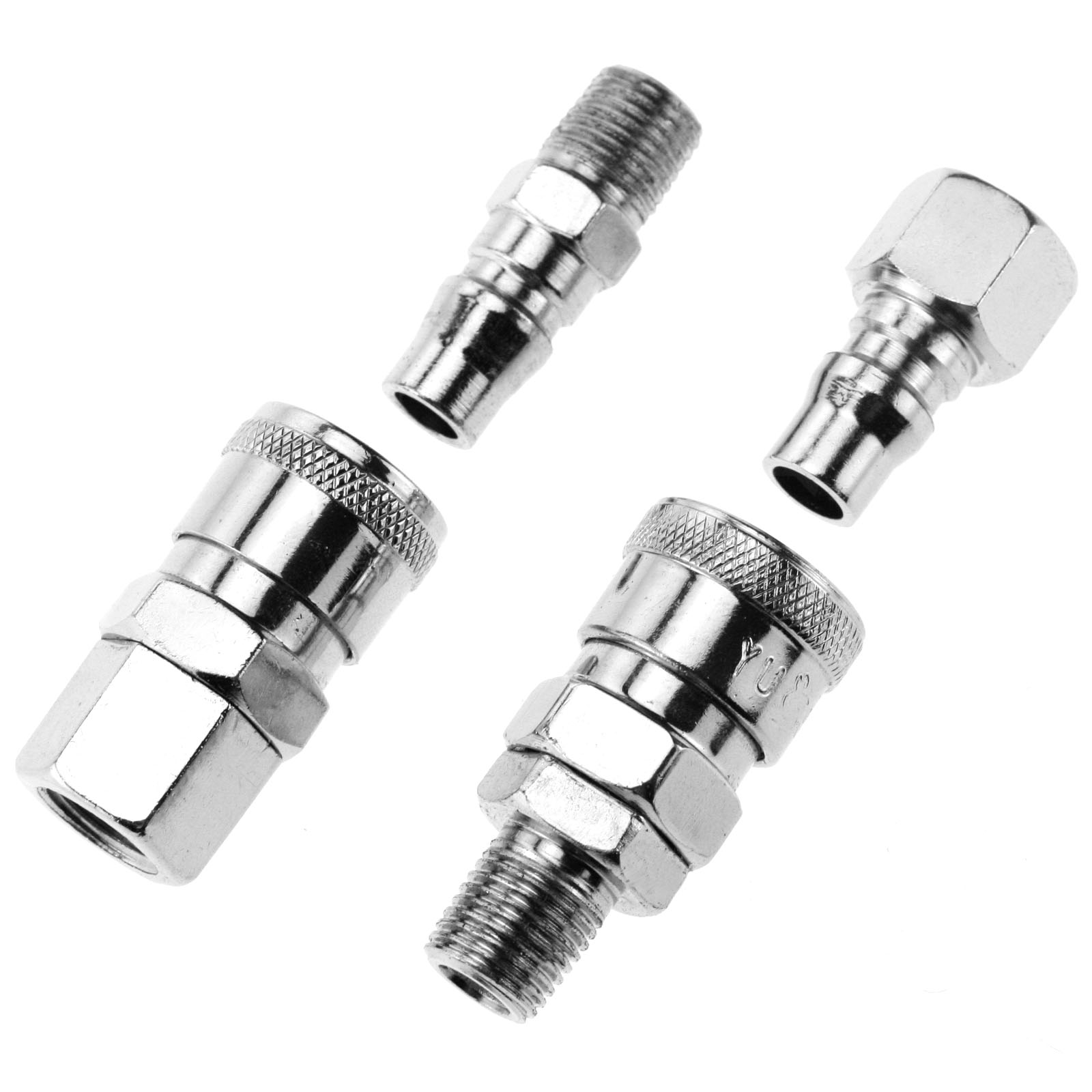 4x Coupler Connectors 1/4" BSP Air Line Hose Fittings Quick Release Male Female