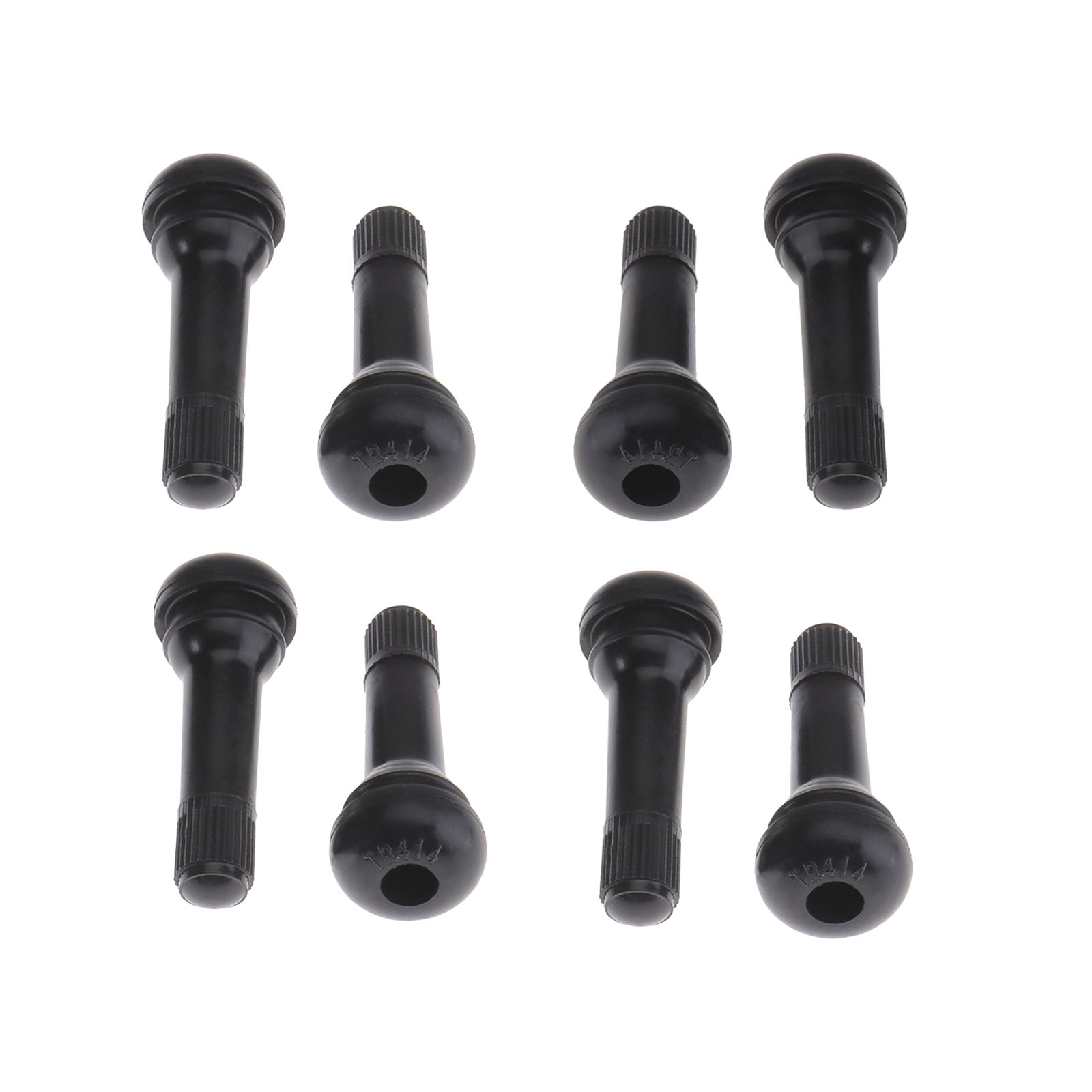 100 x Black TR414 Tubeless Rubber Tyre Wheel Valves With Valve Key