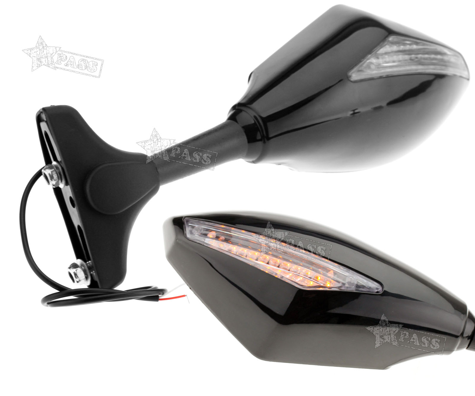 Pair of Motorcycle Mirrors w/18 Led Turn Signal Indicators For Yamaha