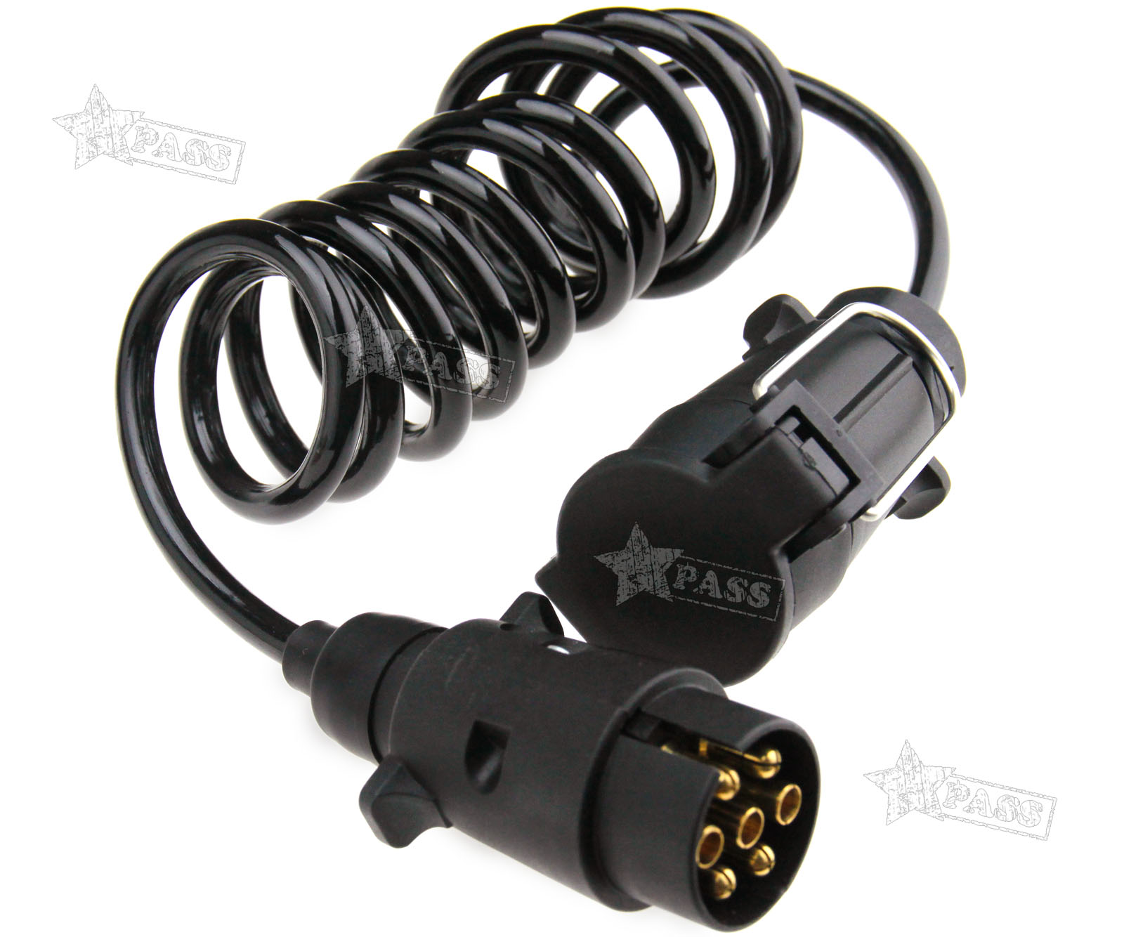 1.7M CURLY EXTENSION CABLE TRAILER LIGHT BOARD 7 PIN PLUG & SOCKET CONNECTOR eBay