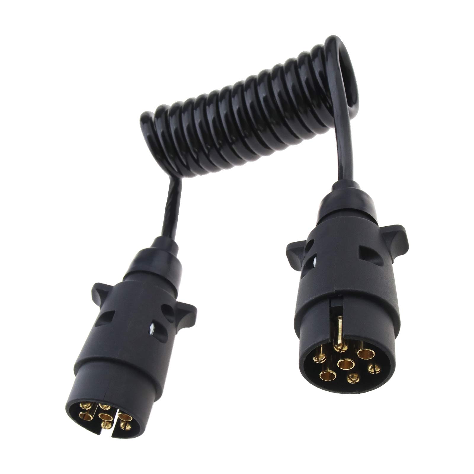 1.2M EXTENSION CURLY CABLE TRAILER LIGHT BOARD 7 PIN PLUG & SOCKET
