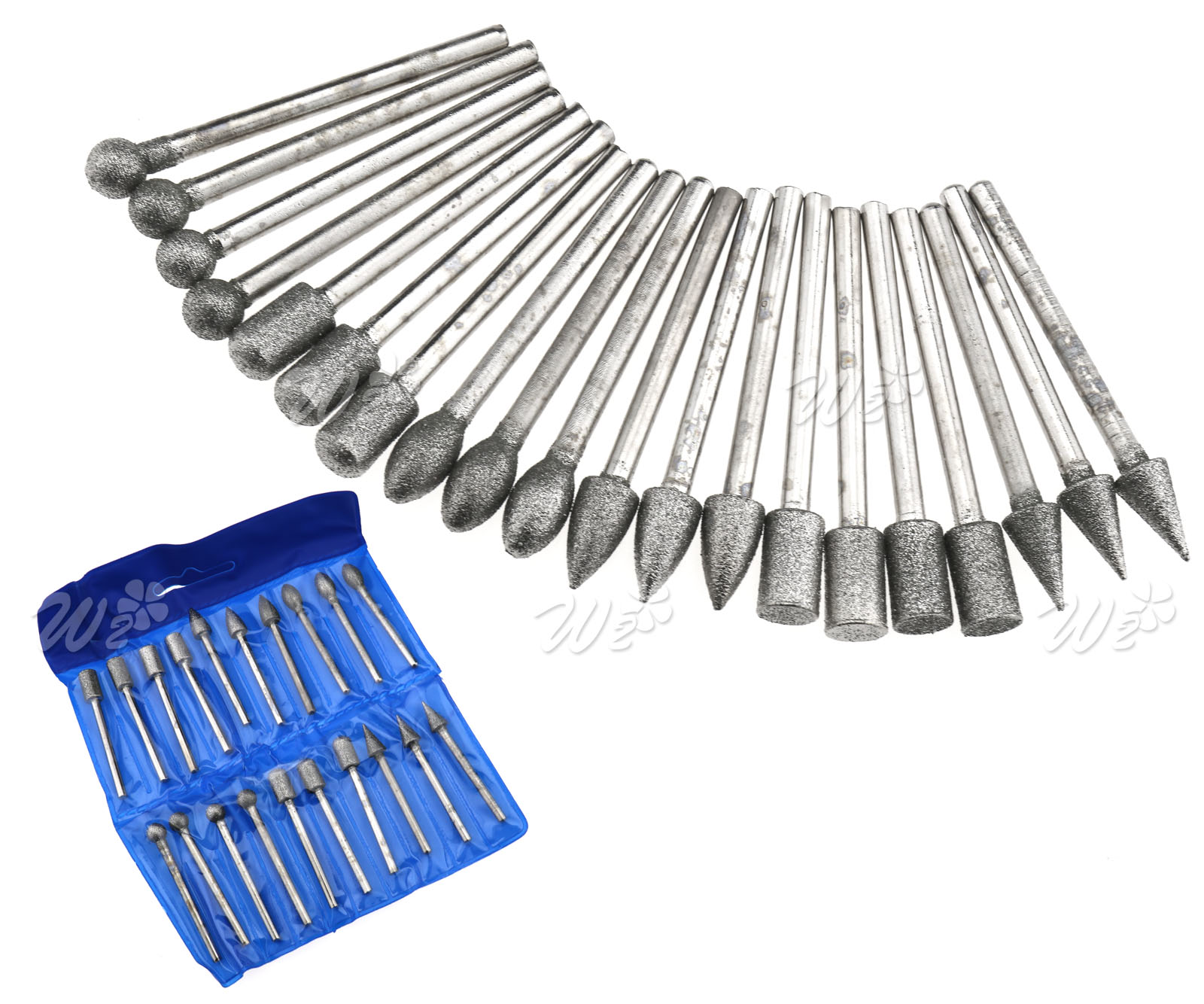 20 Pieces 3mm Shank High Speed Diamond Rotary Grinding Burr Die Grinder