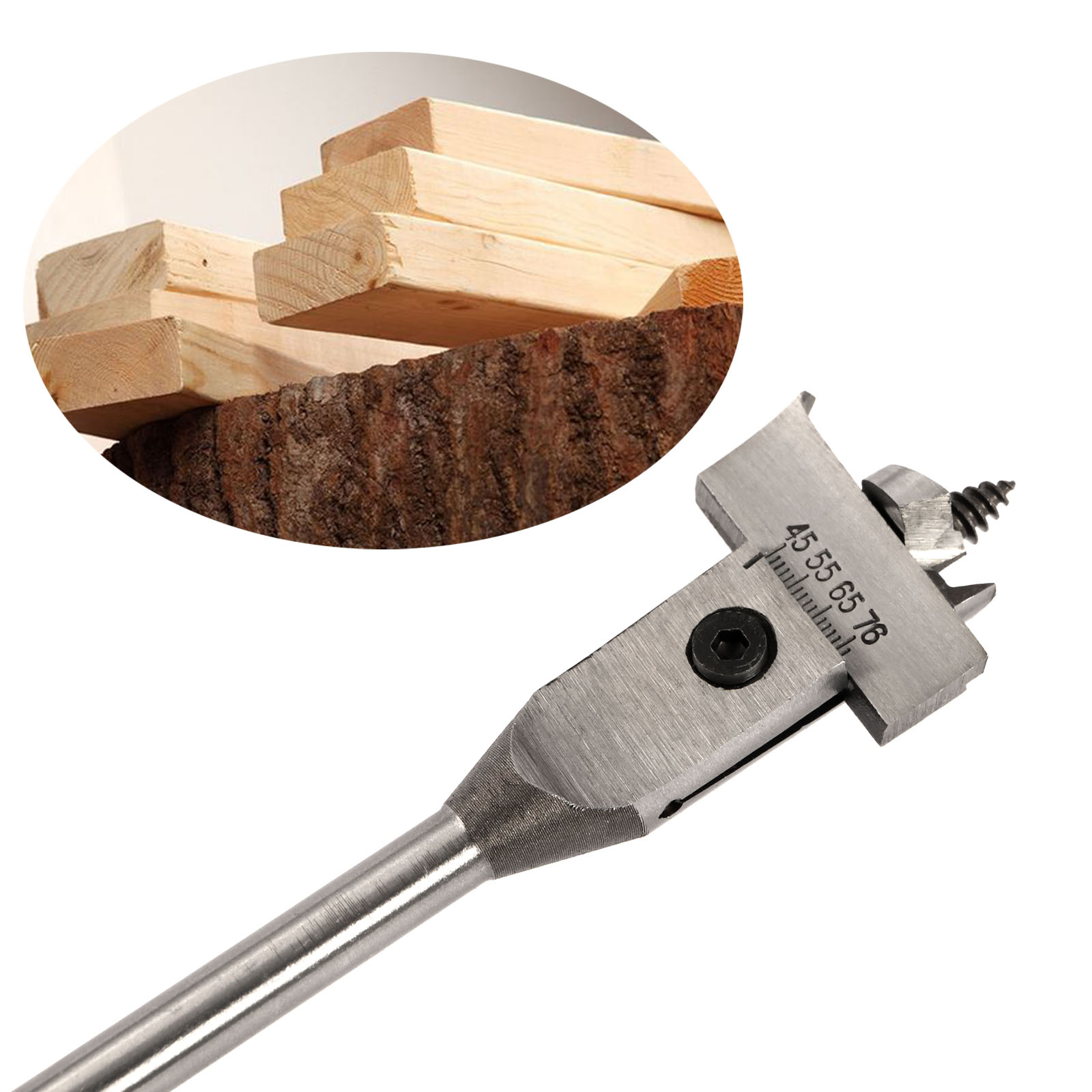 2276mm Adjustable Spade Bit Expansive Flat Woodworking Boring Drill