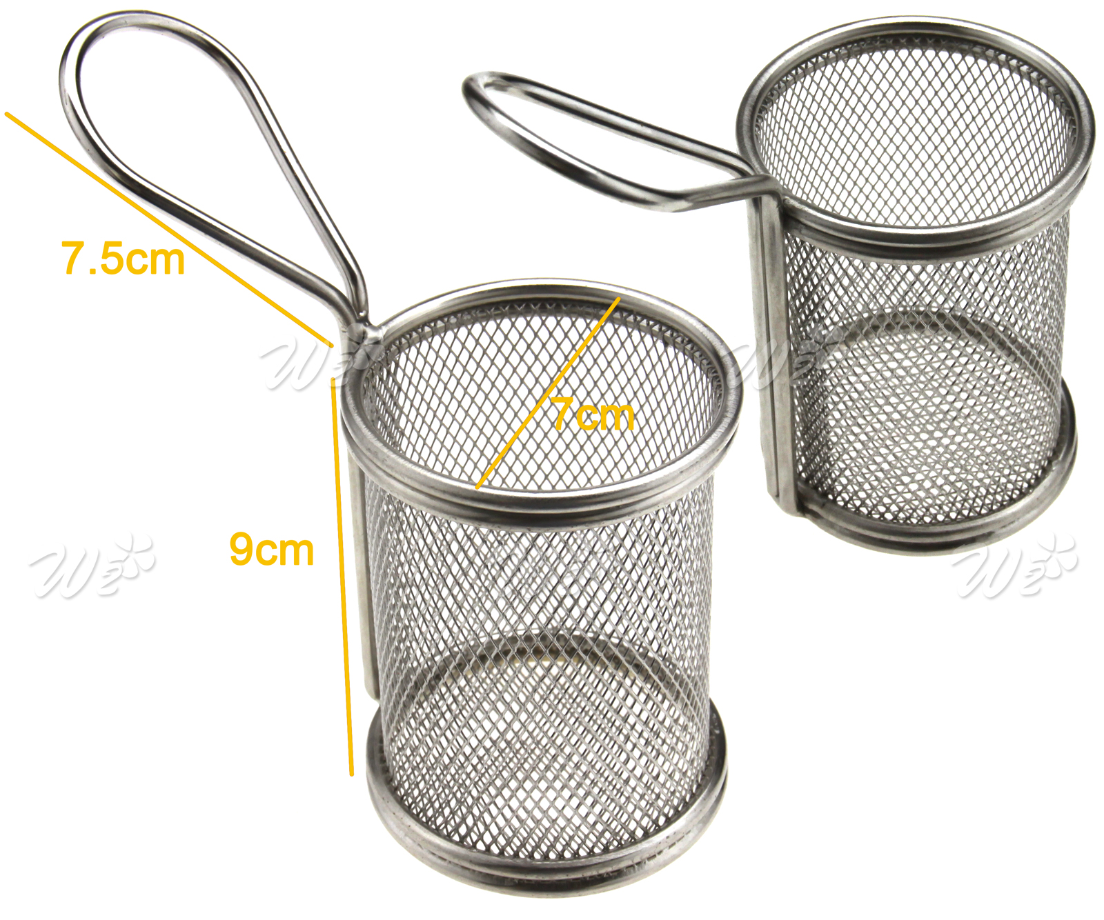 4 x Stainless Steel Mini Restaurant Round Chips Basket Chrome Chip