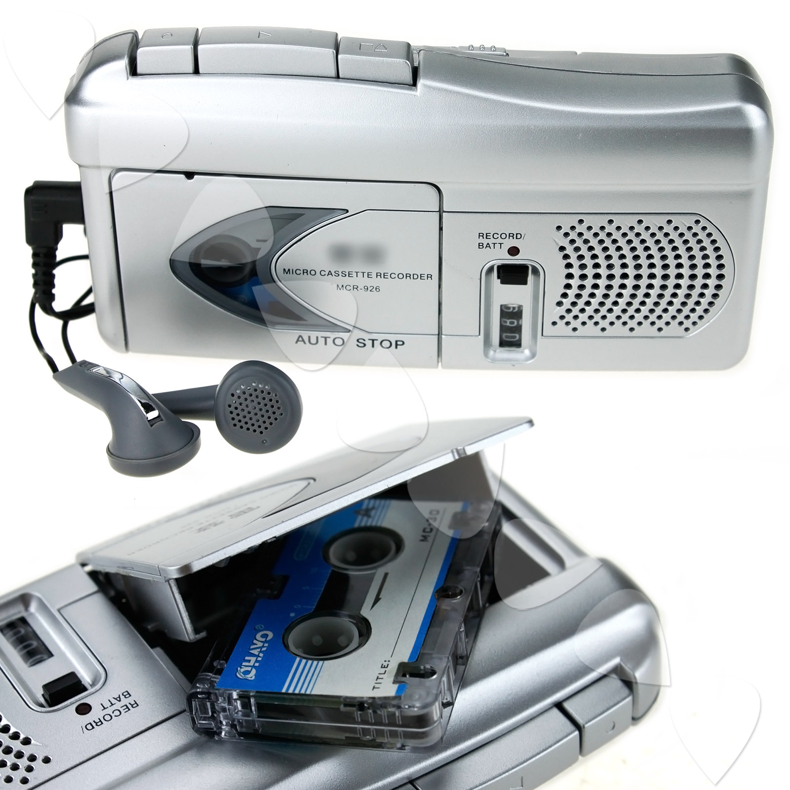 MICRO CASSETTE ACTIVATED SPEAKER RECORDER VOICE DICTAPHONE PLAYER WITH