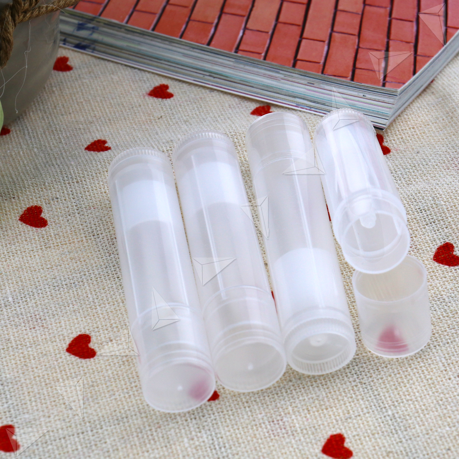 10 x Empty Clear DIY 5g Lipstick Containers Lip Balm Tubes with Caps