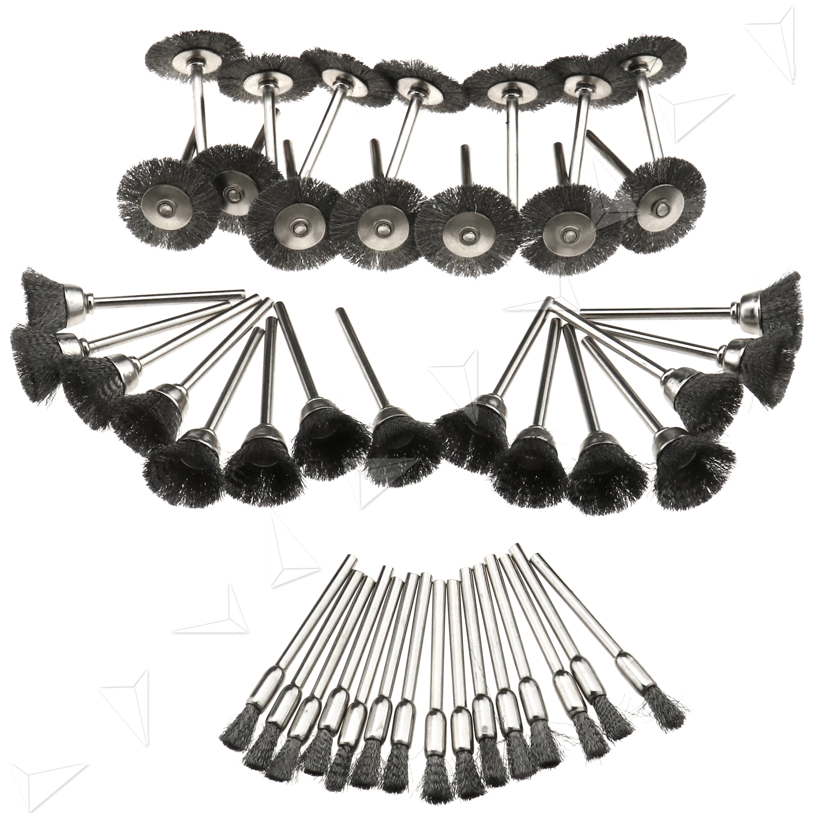 45pcs 6 15 25mm Mini Wire Brush Pen Brushes Brass Cup Wheel for Drill