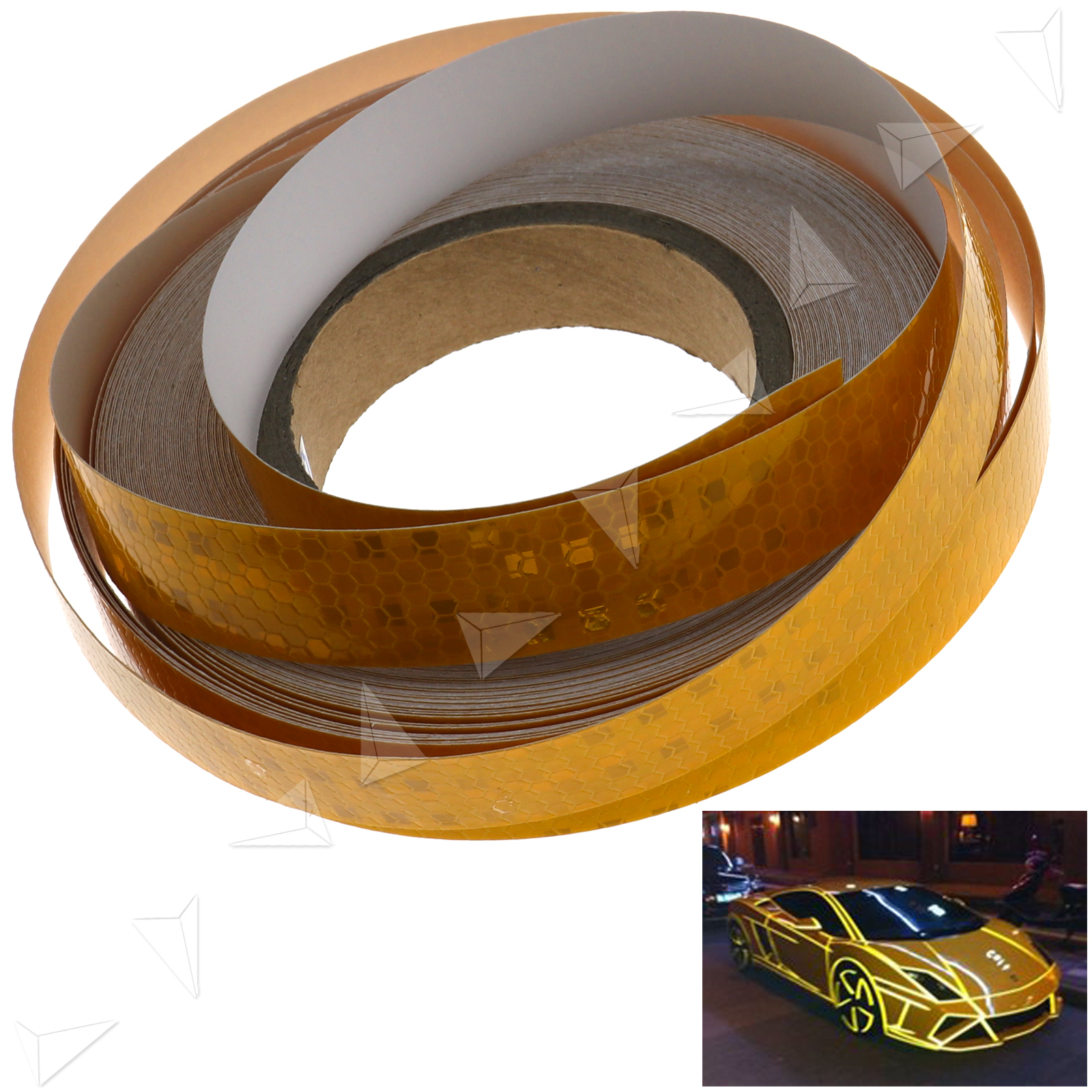 Self-Adhesive Reflective Indicator Warning Conspicuity Tape Yellow 2.5cmx25m