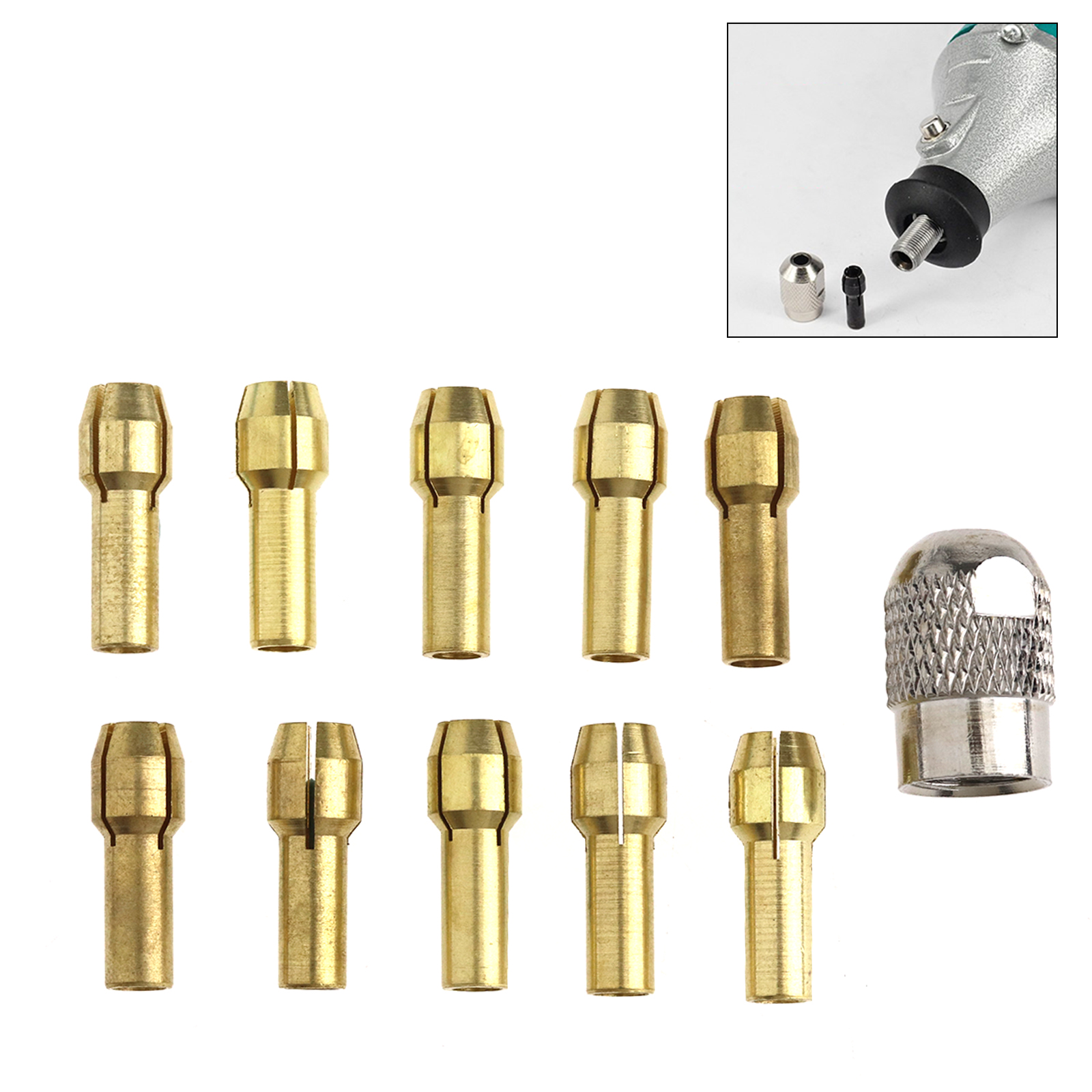 10pcs Brass Collet Bit M8 Drill Chuck 0.53.2mm For Rotary Tools