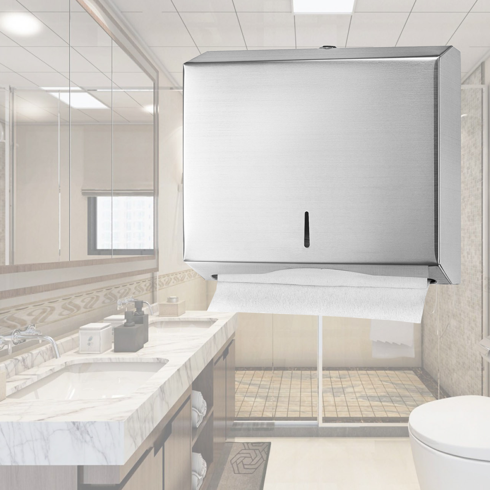 201 Stainless Steel Wall Mount C Fold Paper Towel Dispenser with Lock