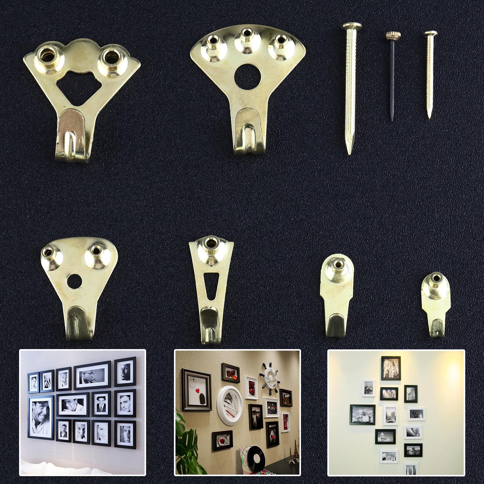 Heavy Duty Wall Picture Hanger Hooks 135 Pcs with Nails Photo Frame