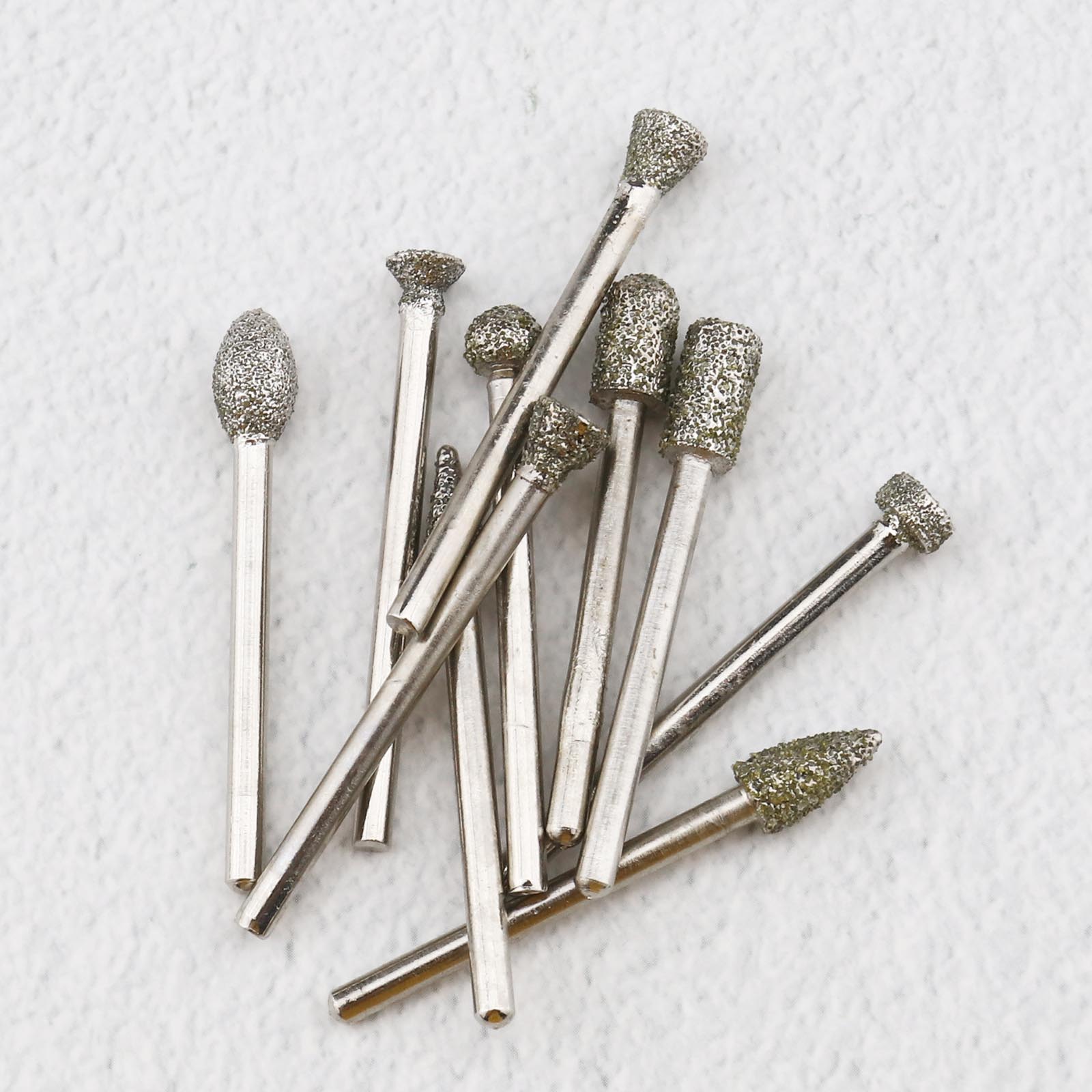 20pcs 46 Grit Diamond Coated Burr Drill Bit Kit with 1/8 inch Shank