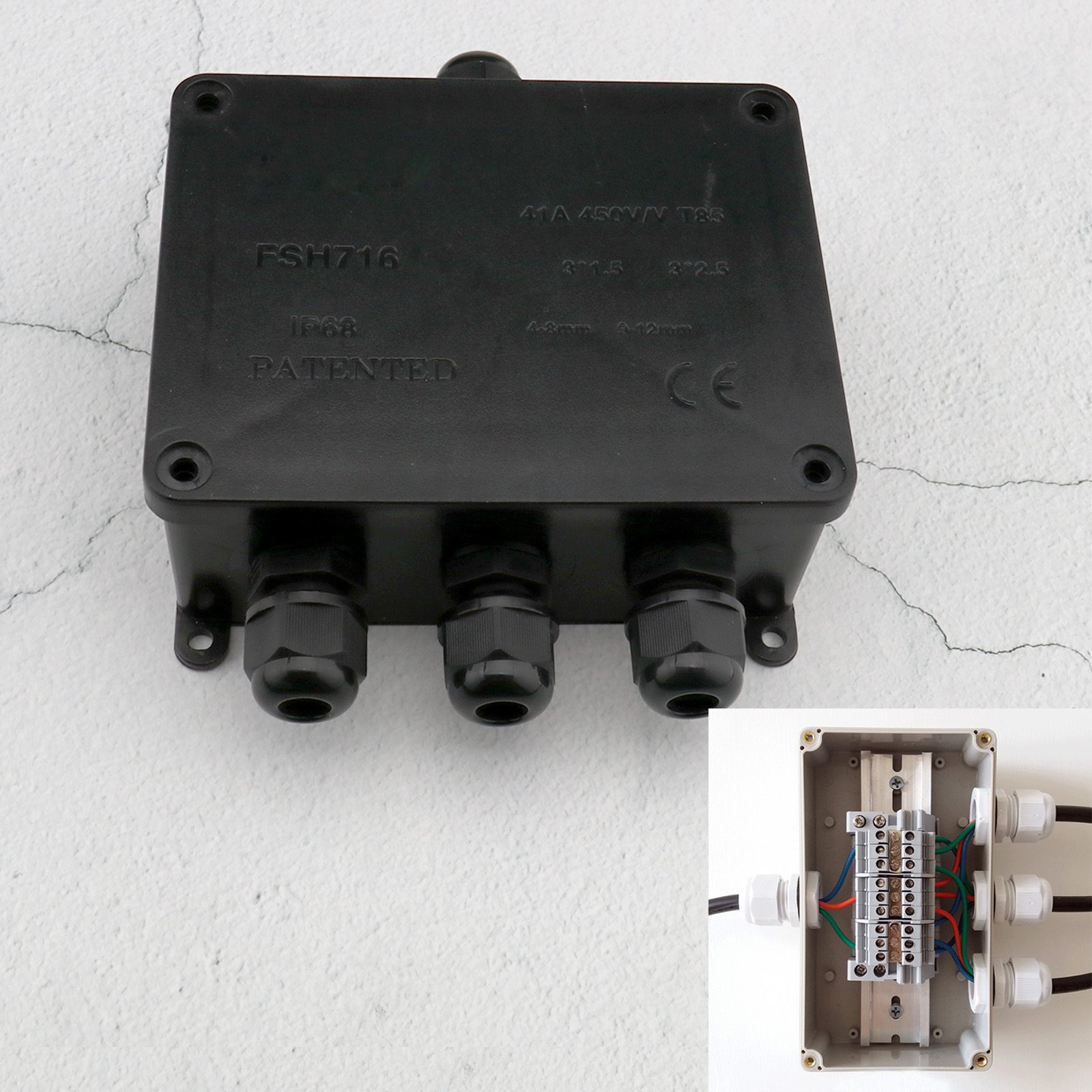 Black 4 Way Electrical Junction Box Set with Installation Accessories CE eBay