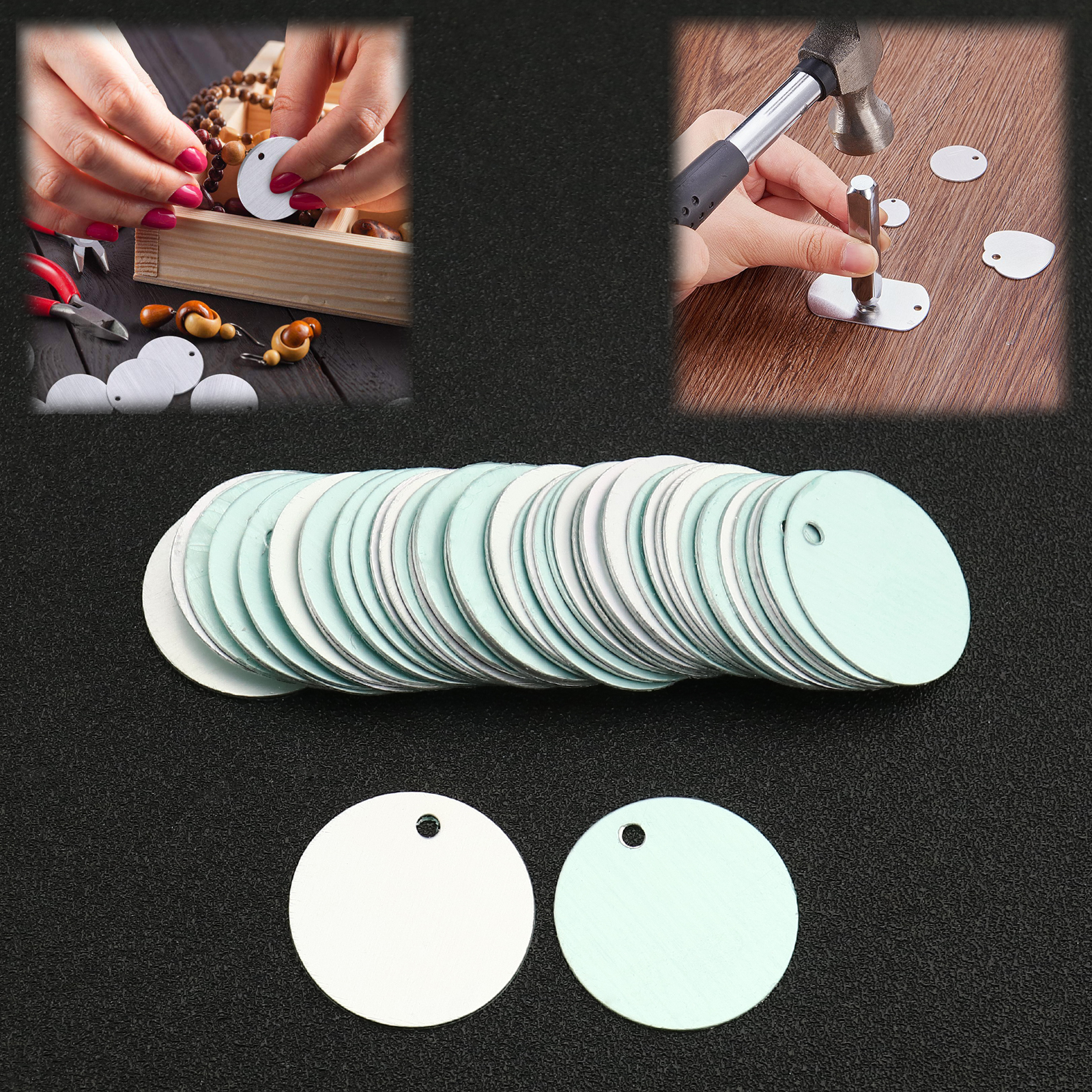 50PCS Metal Stamping Blanks Round Aluminum Tags 25mm Diameter for DIY
