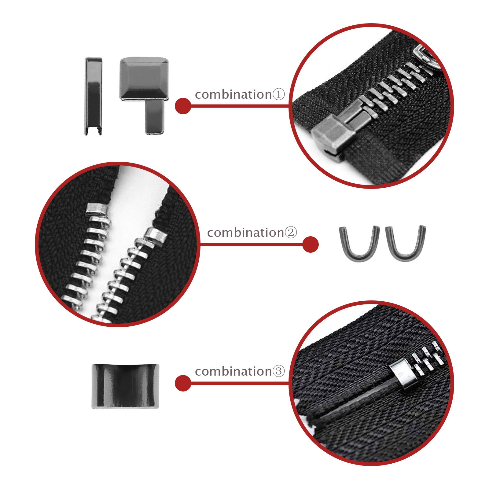 12 Set Zipper Repair Zipper Stopper Open End Metal for Tailor Sewing
