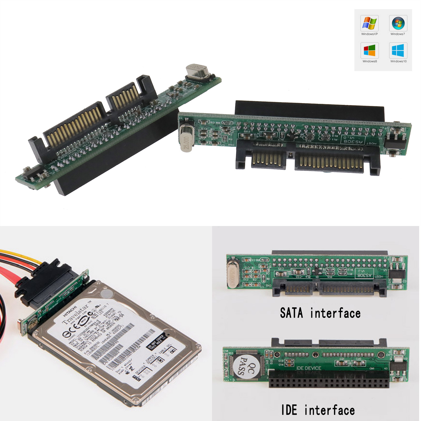 2.5" Laptop 44 Pin IDE HDD SSD To 22pin SATA Hard Drive Converter