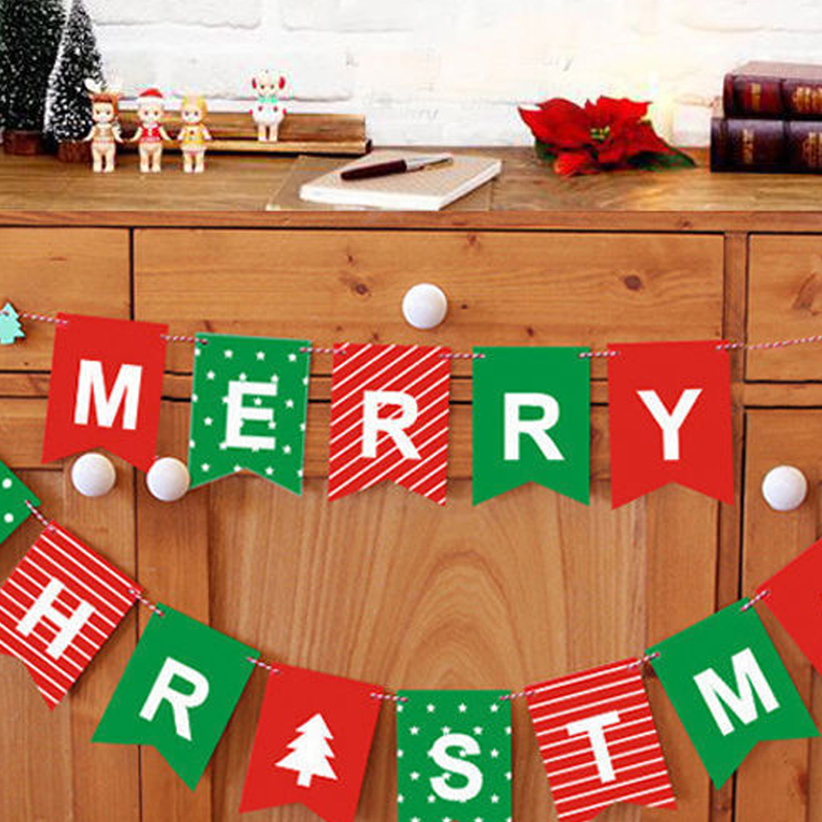 2M Merry Christmas Tree Hanging Flags Banner Bunting Party