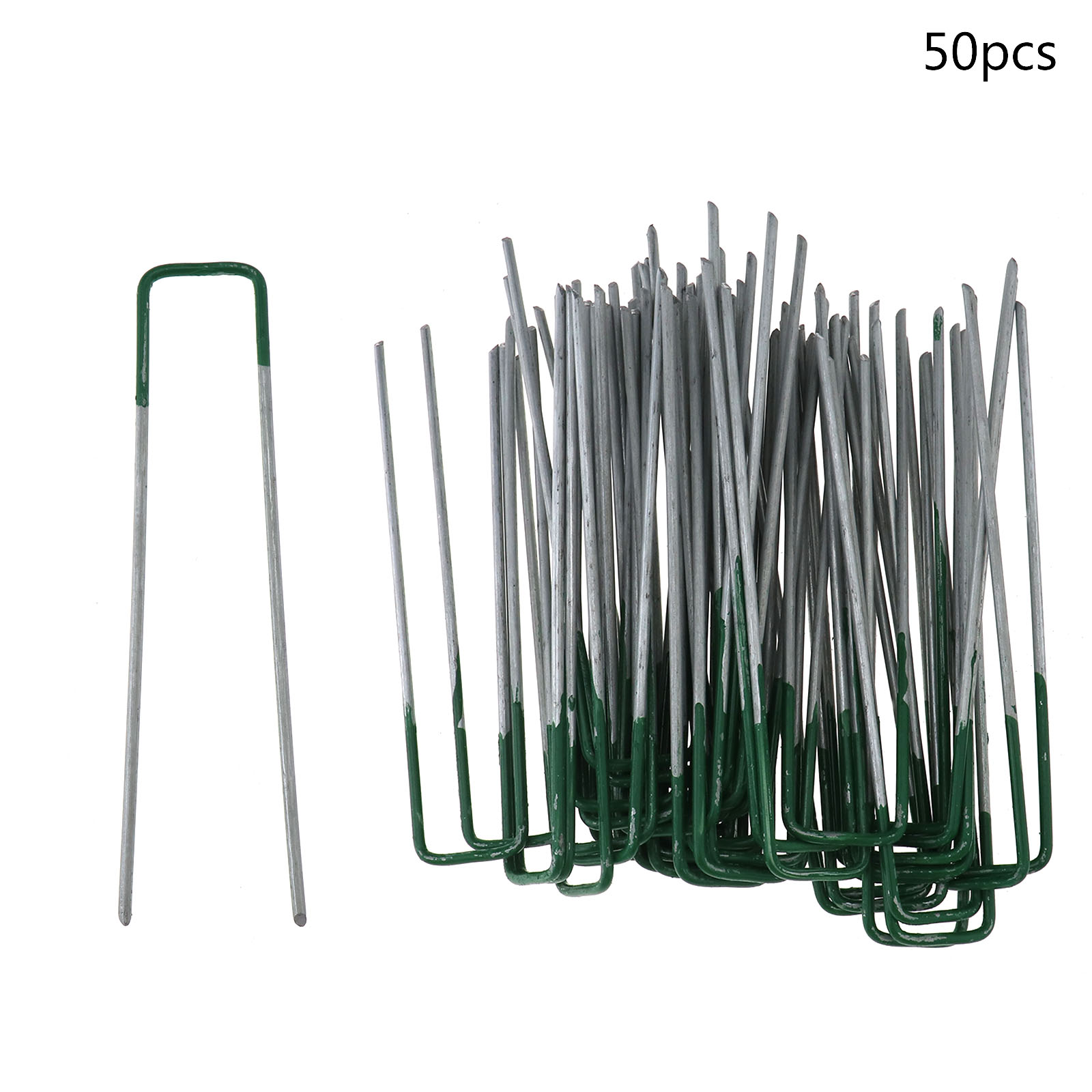 50X Half Green U Shape Pegs Staples Artificial Grass Turf Pins