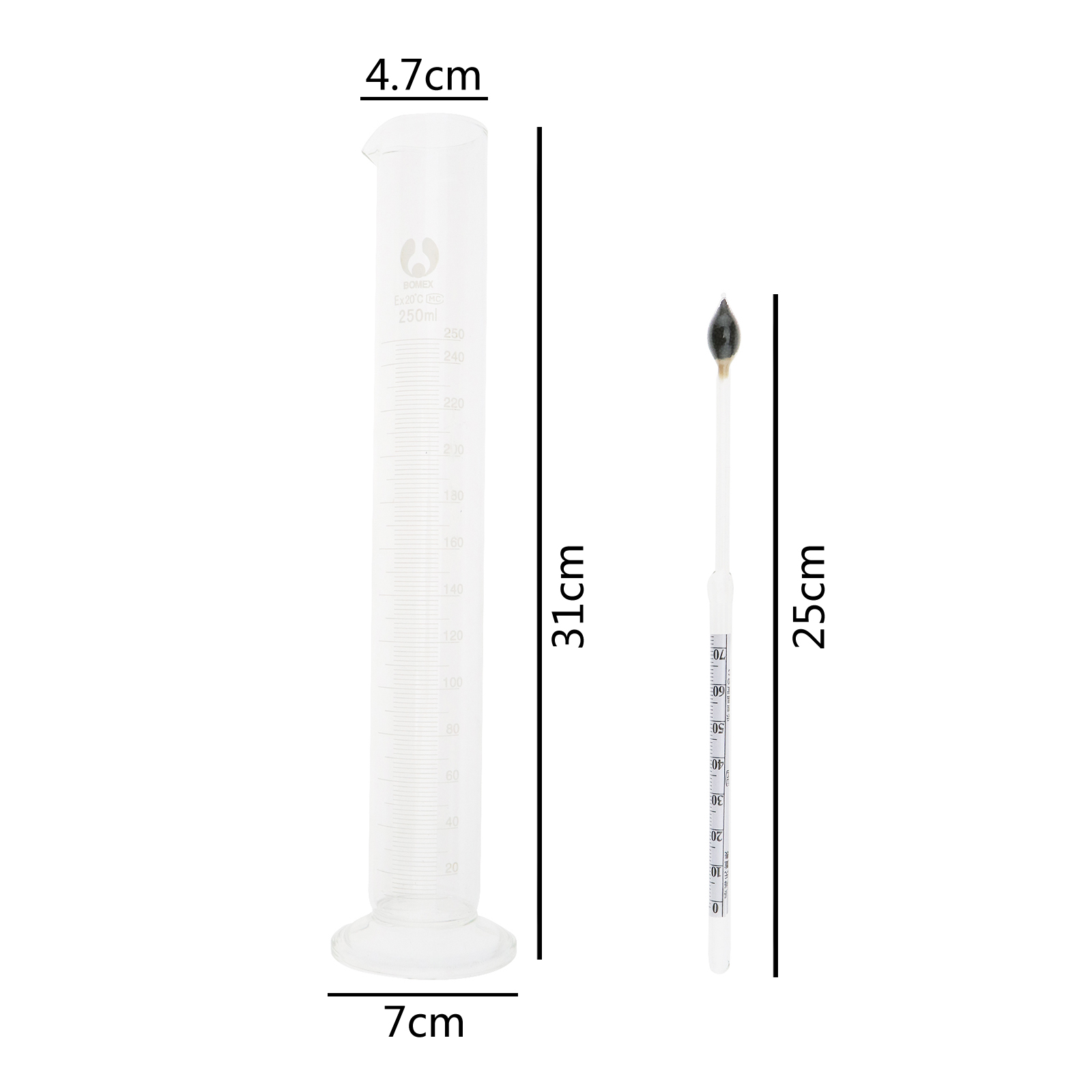 Glass Cylinder Test Jar Proof Hydrometer Combo For Homebrew Moonshine