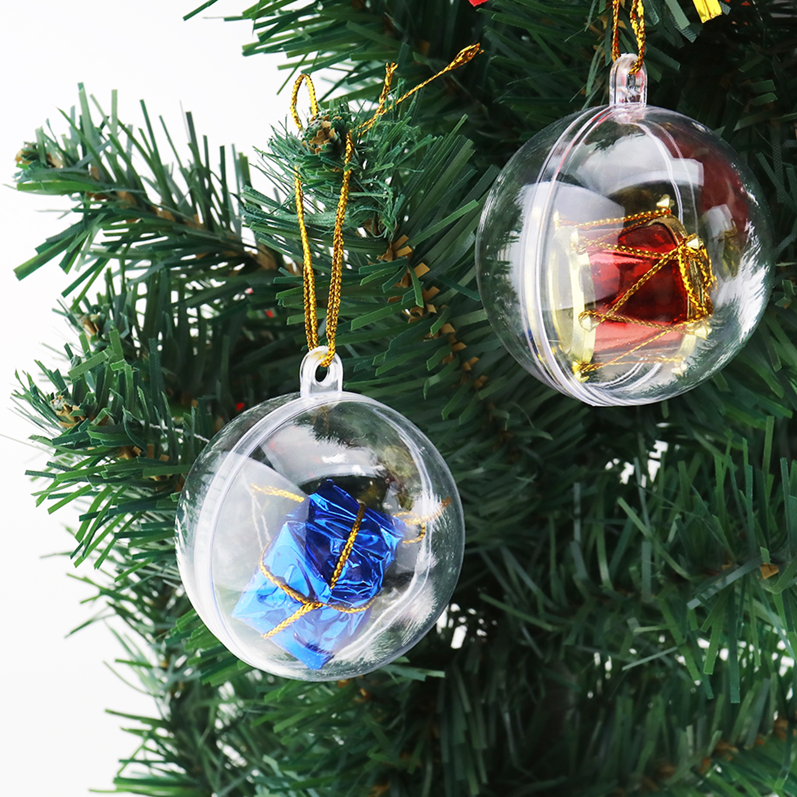 20x 8cm Ball Clear Plastic Christmas Craft Baubles Fillable Xmas Tree ...