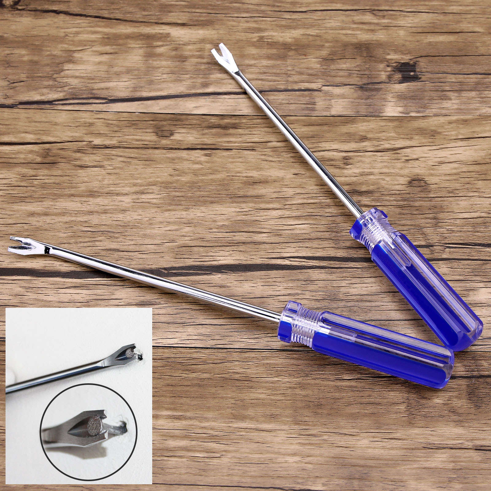 2x Blue Plastic Grip Carpet Tack Nail Lifter Puller Remover Crowbar