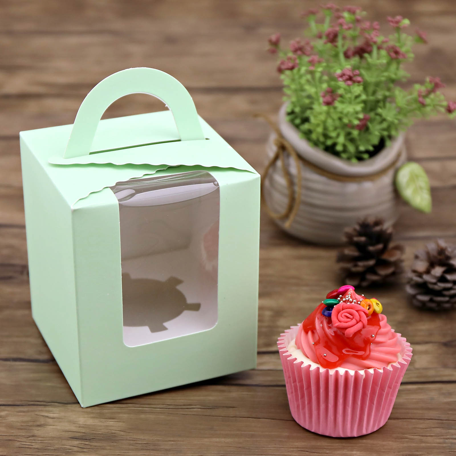 10stk Grün Cupcake Kuchenboxen Muffin Kuchen Boxen mit PVC Fenster eBay