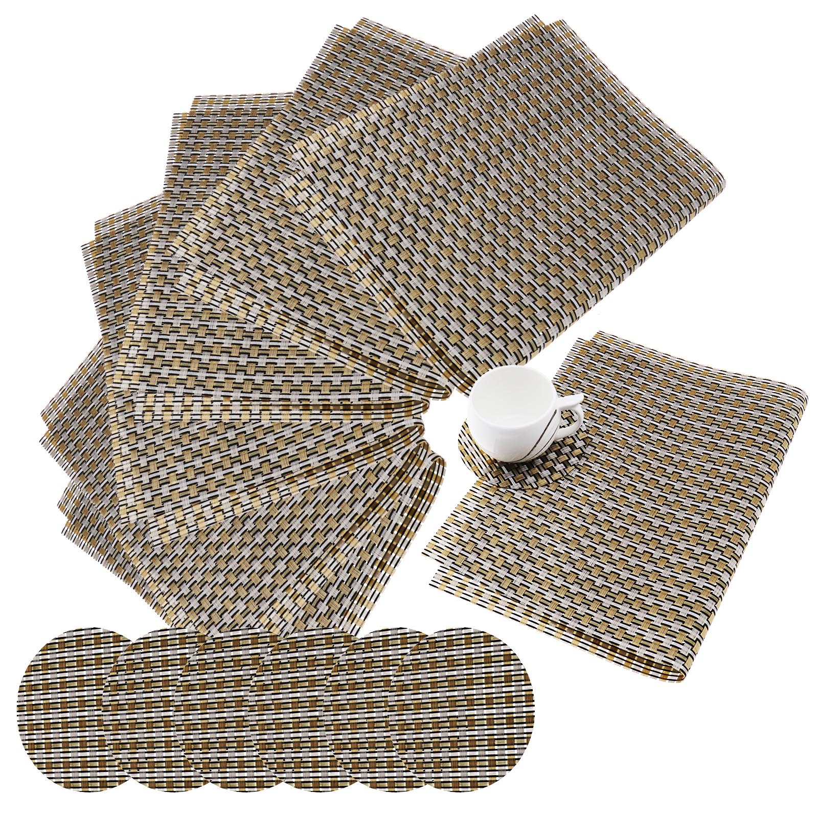 12pcs Table Mats HeatResistant PVC Insulation Antislip Placemat