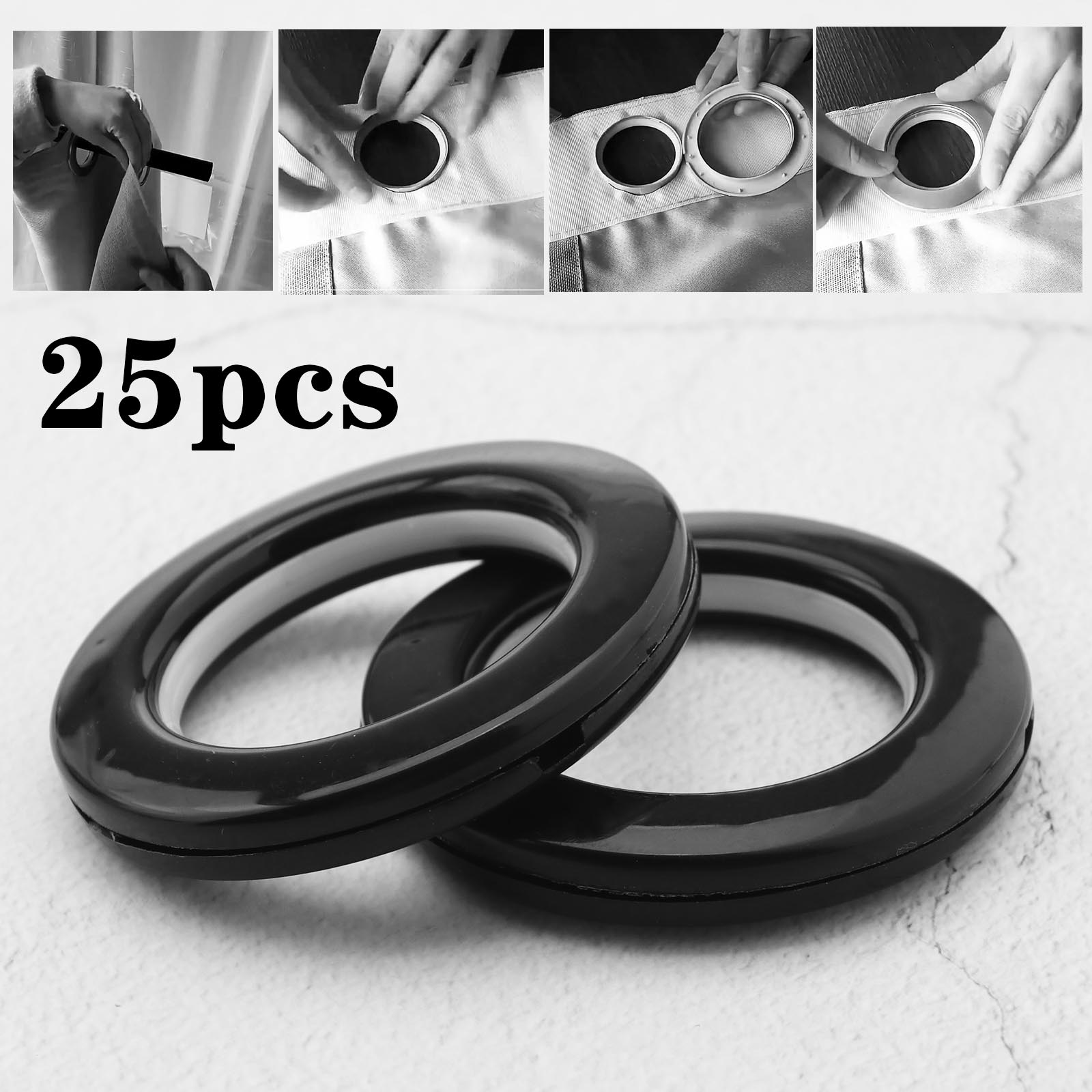 25x Plastic Eyelets And Rings Clips Grommets Crafts Curtain