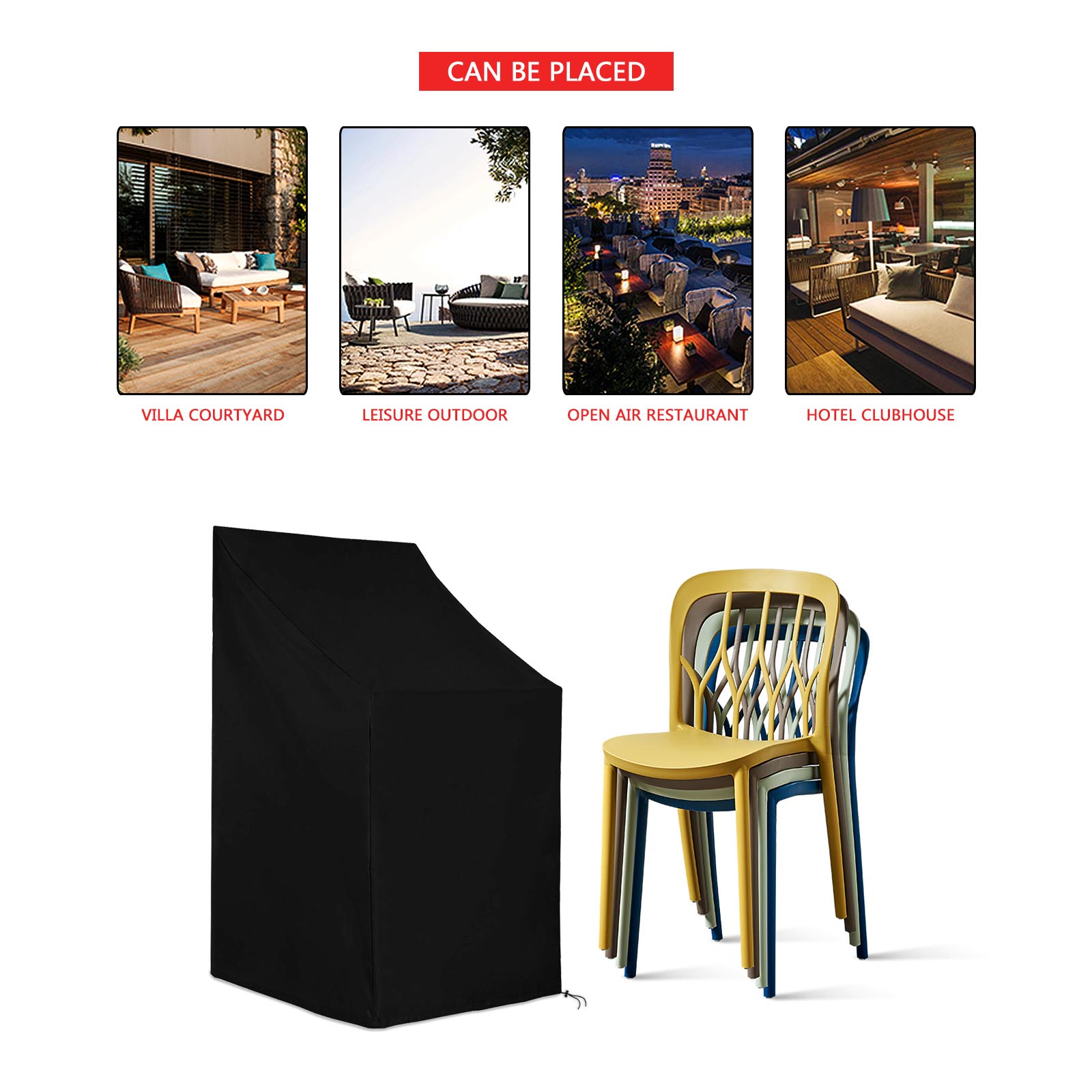 Waterproof Outdoor Stacking Chair Cover Garden Parkland Patio Chairs