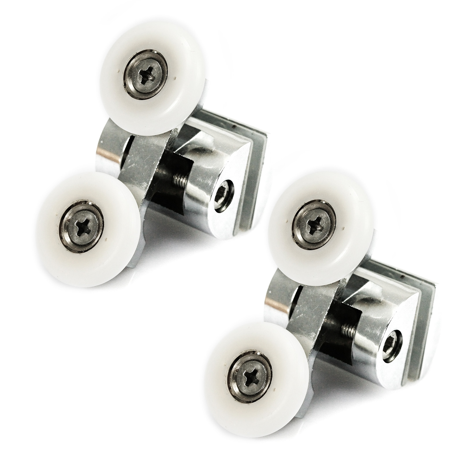 2pcs Shower Door Twin Wheels Top Rail Quadrant Straight Rollers Runners