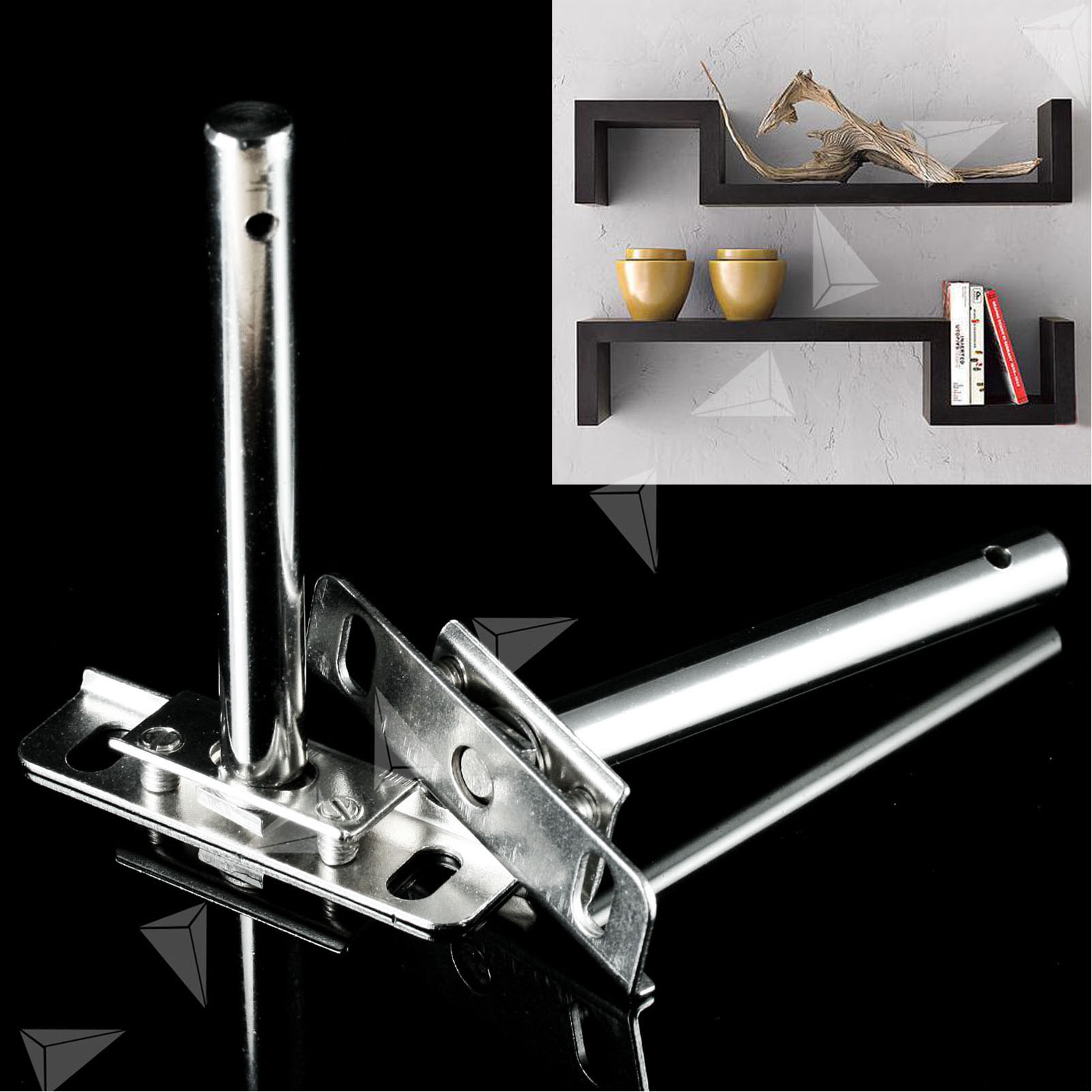 4/8x CONCEALED SHELF BRACKETS HIDDEN SUPPORTS SCREW ...