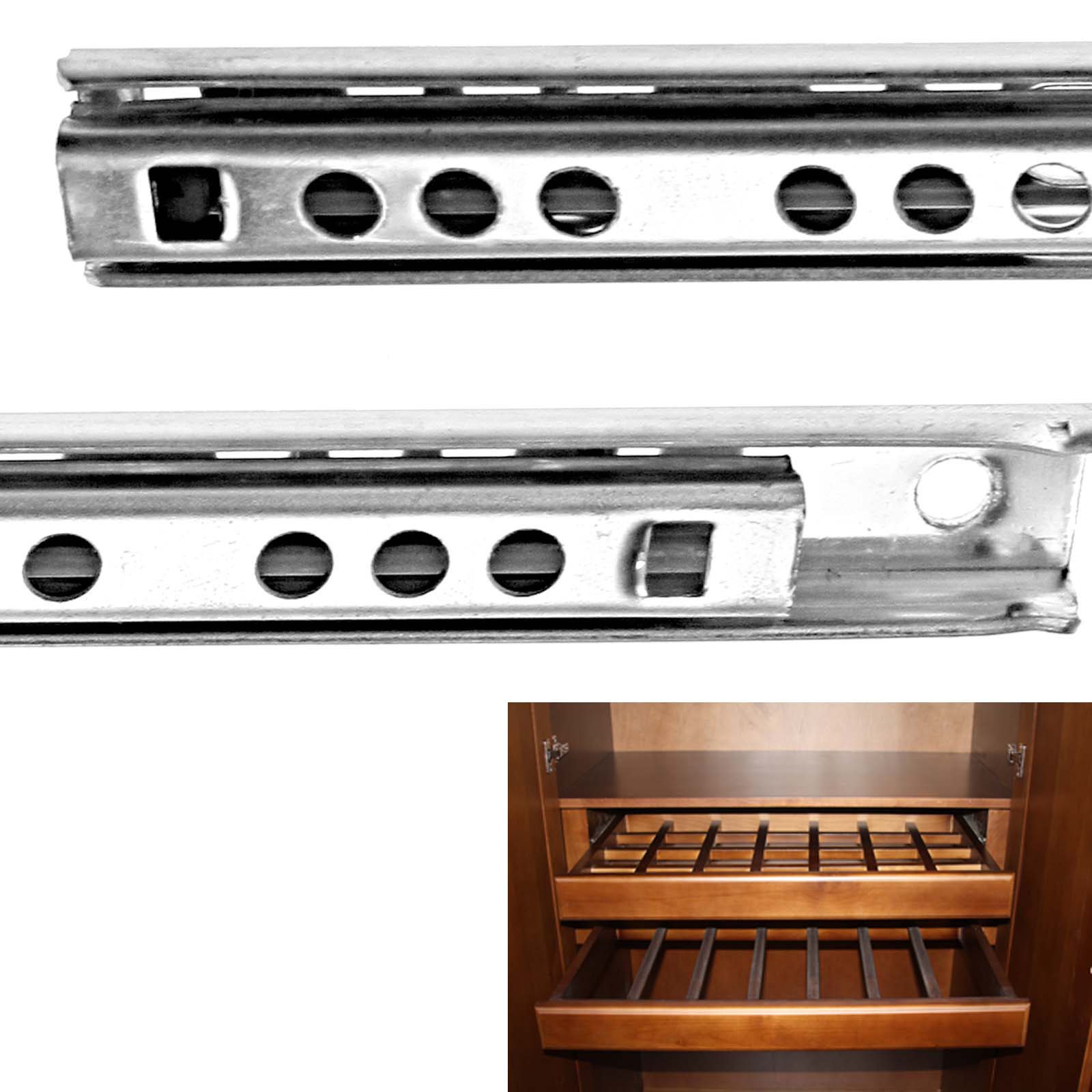 3 Pairs 17mm Grooved Ball Bearing Drawer Runner 30cm Drawer Depth New