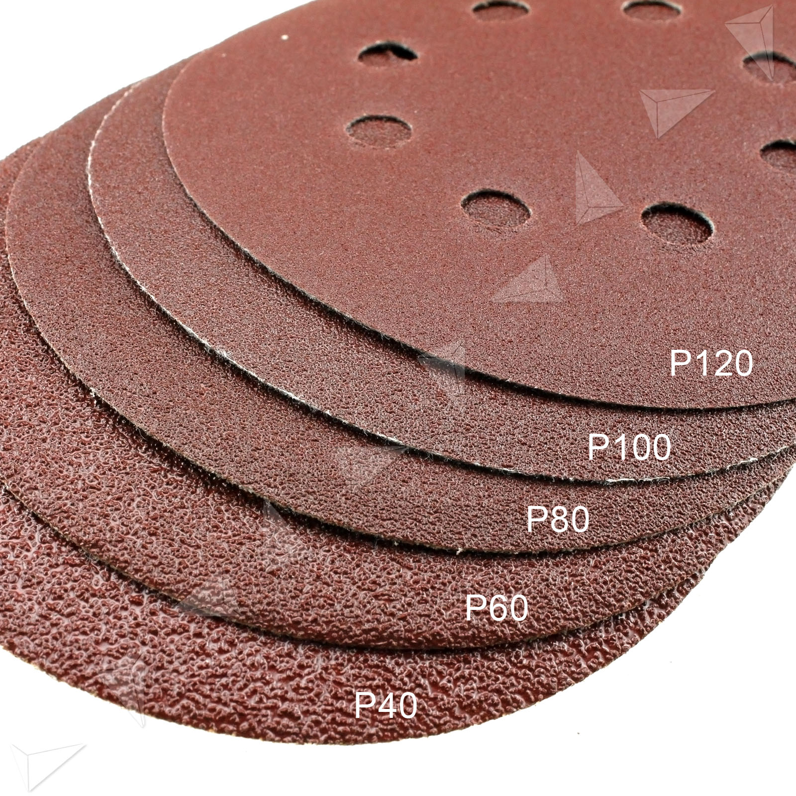 50pcs Orbit Sanding Sandpaper Discs 8 Bores 40 60 80 100 120 Grit