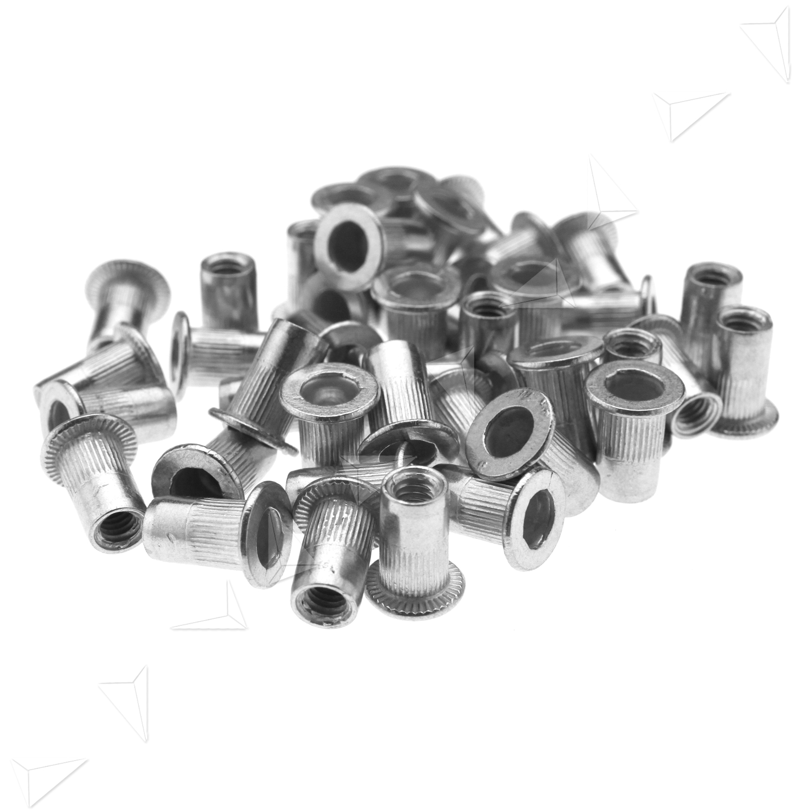 50 x M4 Aluminum Grooved Serrated Knurled Large Head Rivnuts Rivet Nuts