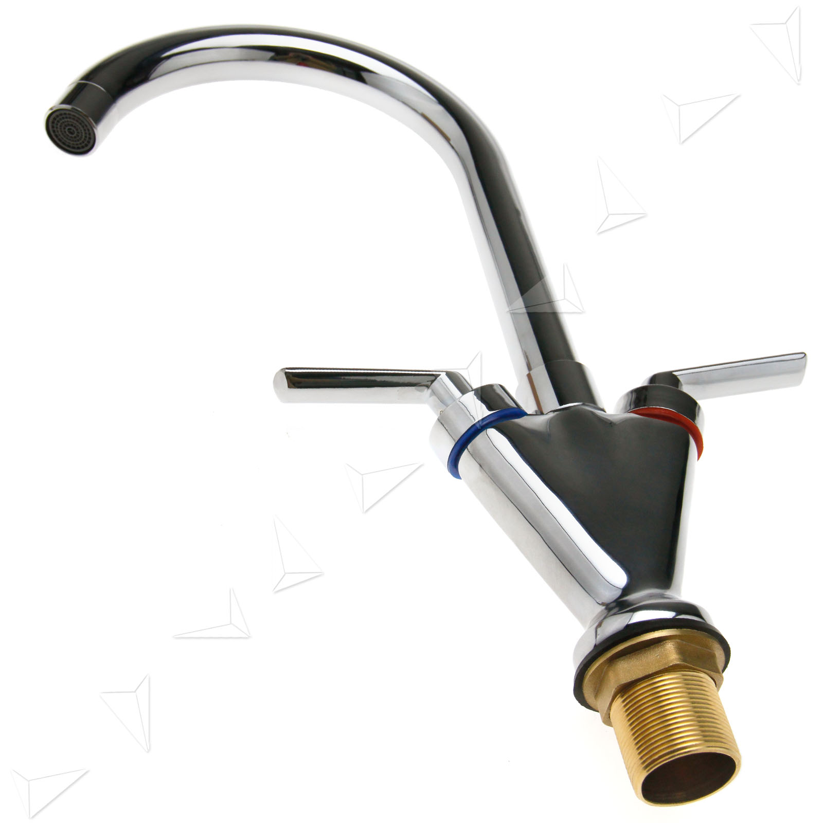 New Kitchen Basin Mixer Brass Swivel Water Bathroom Twin Double Lever Tap eBay
