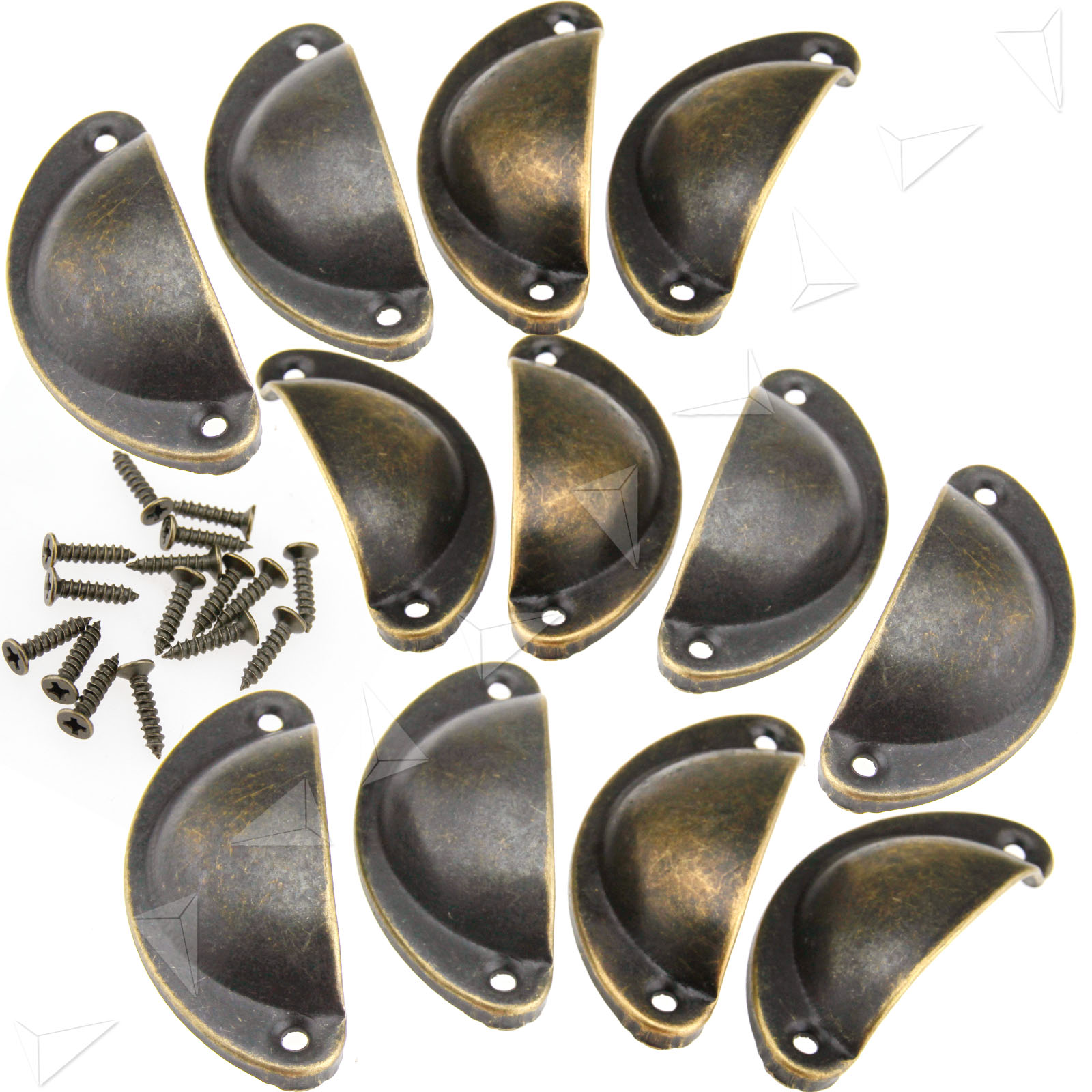 12 X Drawer Pull Handles Retro Kitchen Cupboard Door Half Moon Shell