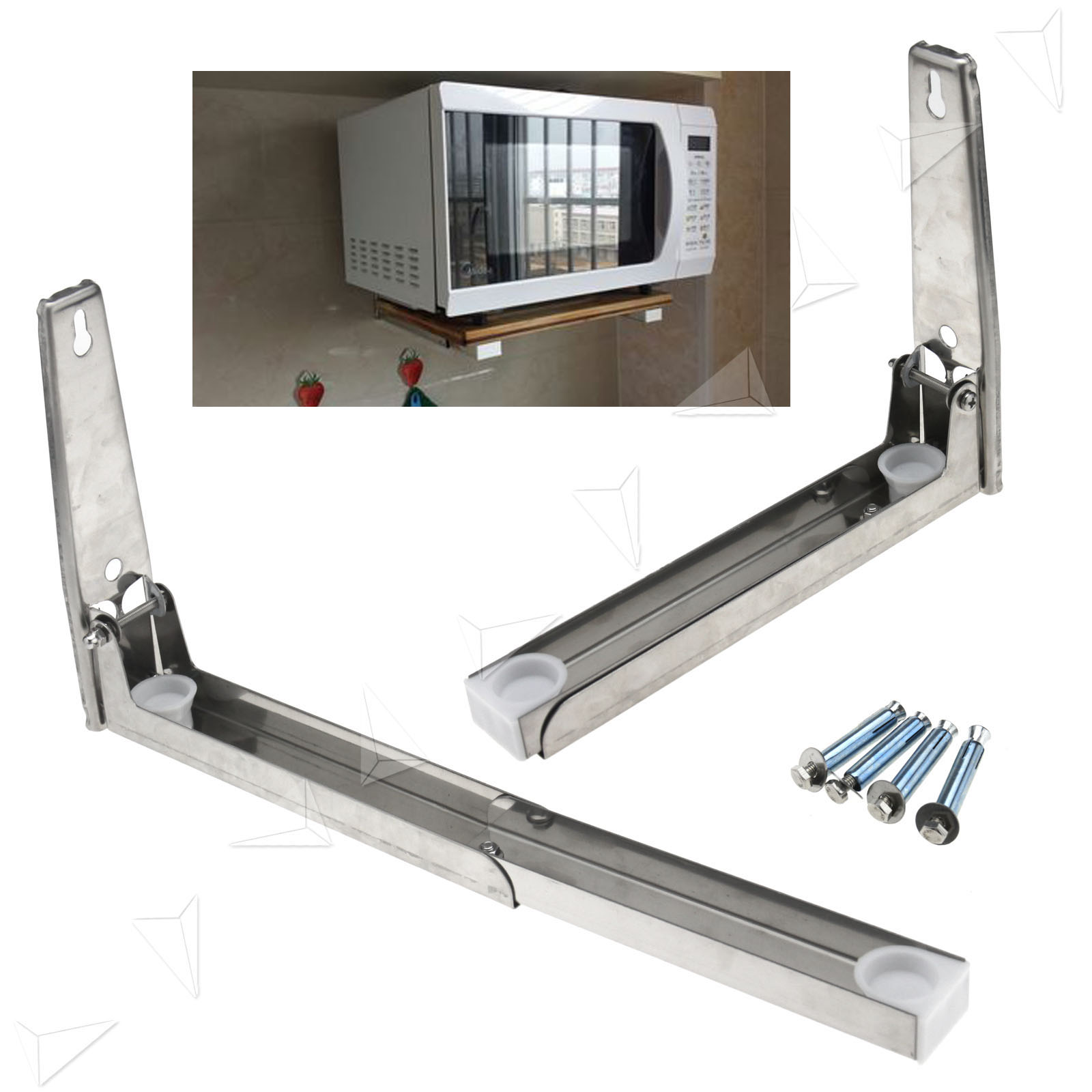 Stainless Steel Microwave Oven Shelf Rack Bracket Wall Mount Foldable