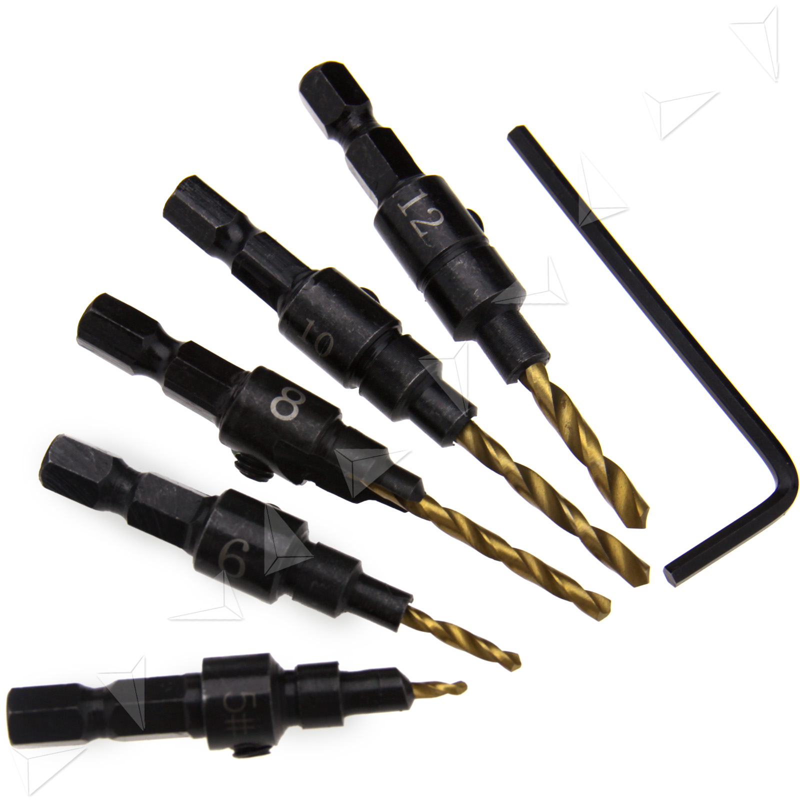 4pcs HSS Countersink Drill Bit Titanium Coated Hex 1/4 Shank + 1pc