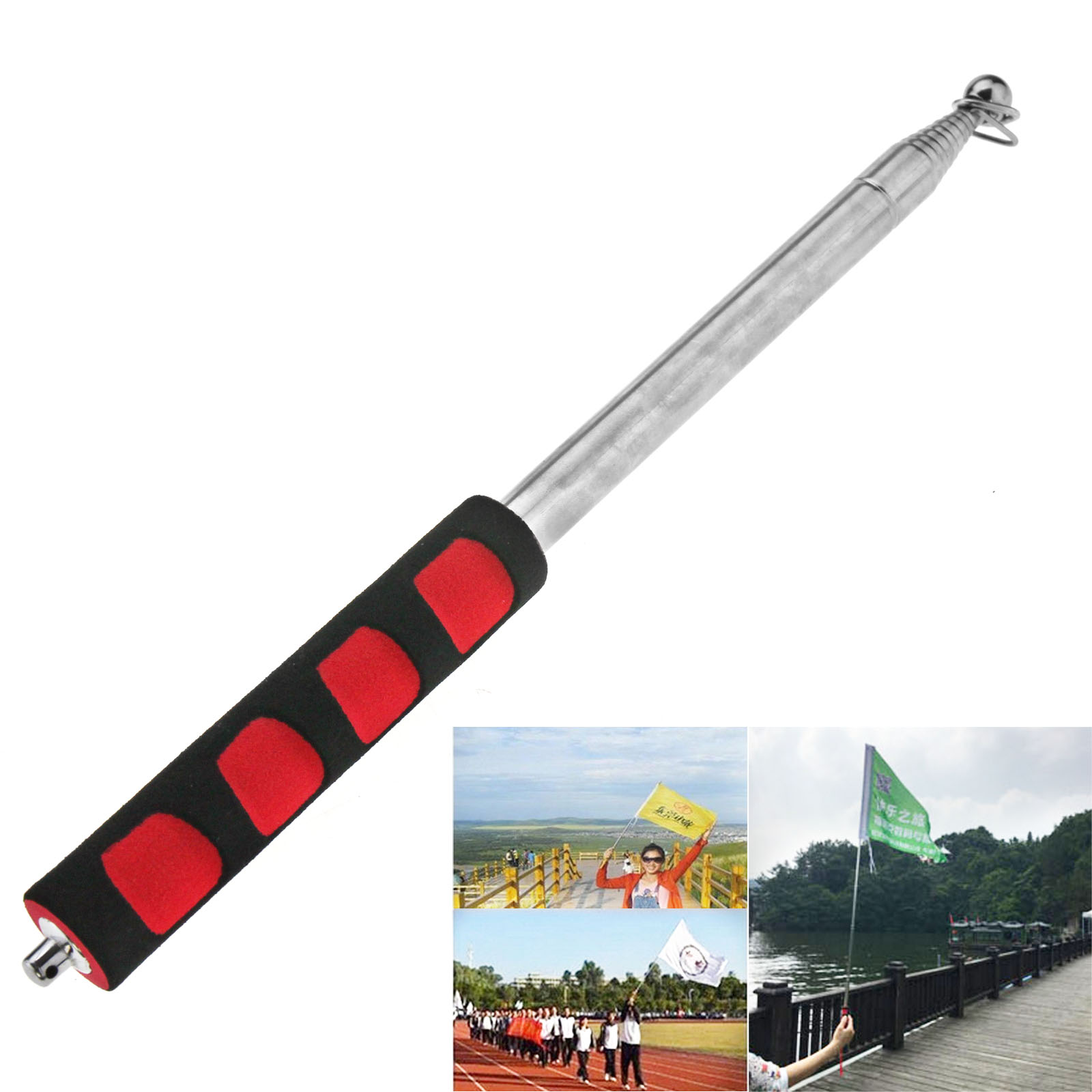 Portable Extendable 2M Handheld Windsock Telescopic Flag Pole Ferula