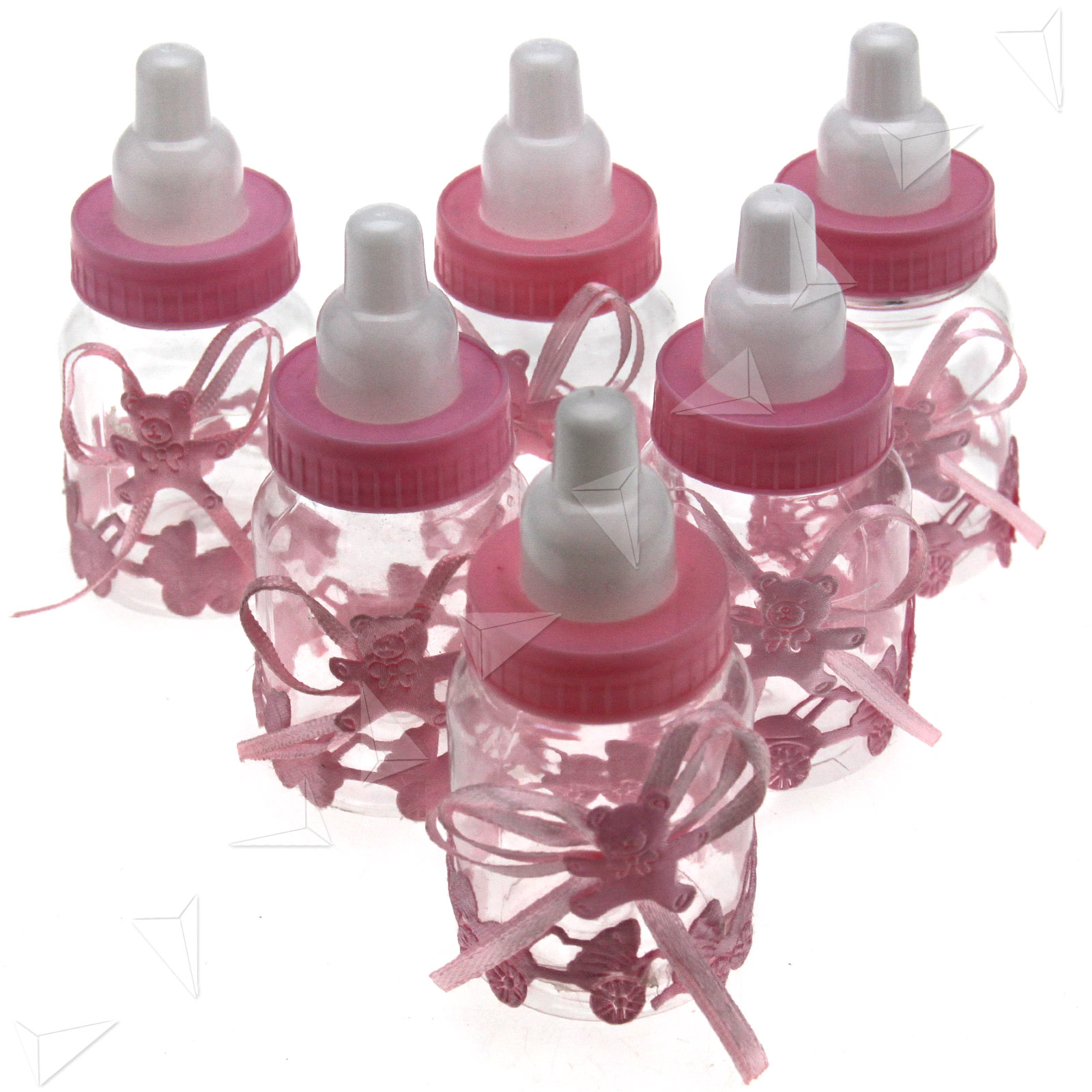 24x Babyflaschen Bär Gastgeschenk Taufe Babyparty Tischdeko Candy Box PINK 